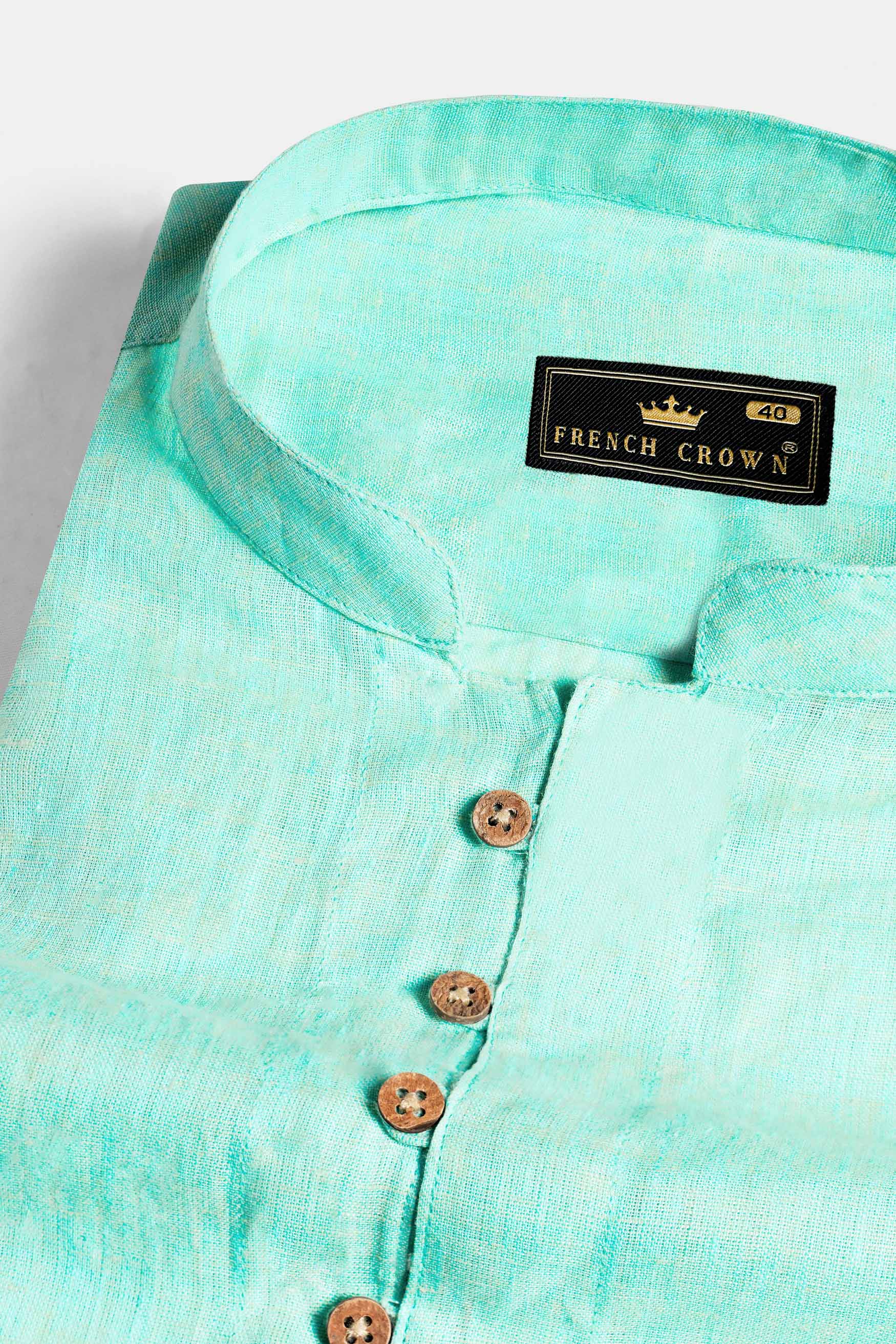 Downy Green Luxurious Linen Kurta Shirt