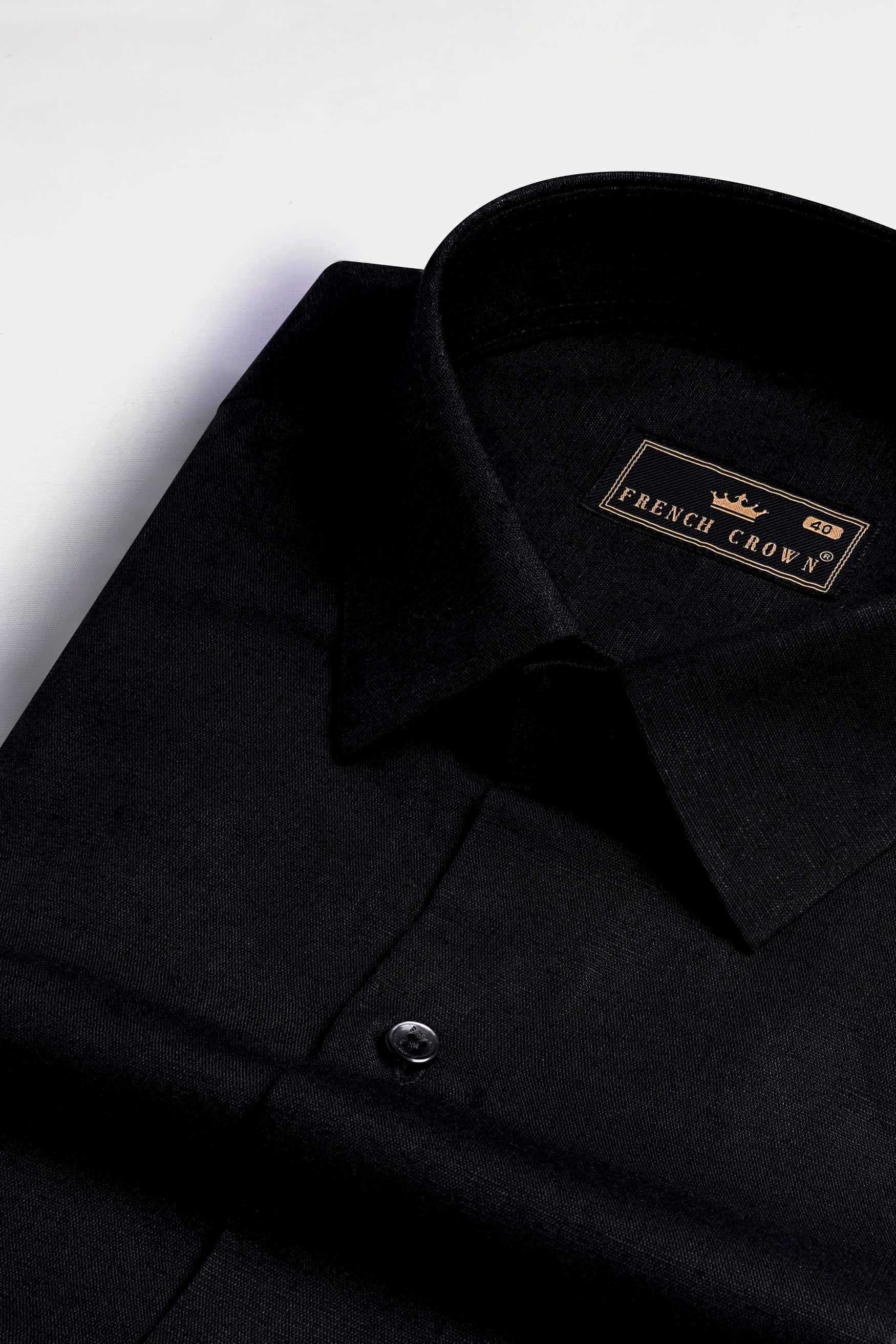 Jade Black with Lord Shiva Trident Embroidered Luxurious Linen Designer Shirt 11258-BLK-E191-38, 11258-BLK-E191-H-38, 11258-BLK-E191-39, 11258-BLK-E191-H-39, 11258-BLK-E191-40, 11258-BLK-E191-H-40, 11258-BLK-E191-42, 11258-BLK-E191-H-42, 11258-BLK-E191-44, 11258-BLK-E191-H-44, 11258-BLK-E191-46, 11258-BLK-E191-H-46, 11258-BLK-E191-48, 11258-BLK-E191-H-48, 11258-BLK-E191-50, 11258-BLK-E191-H-50, 11258-BLK-E191-52, 11258-BLK-E191-H-52