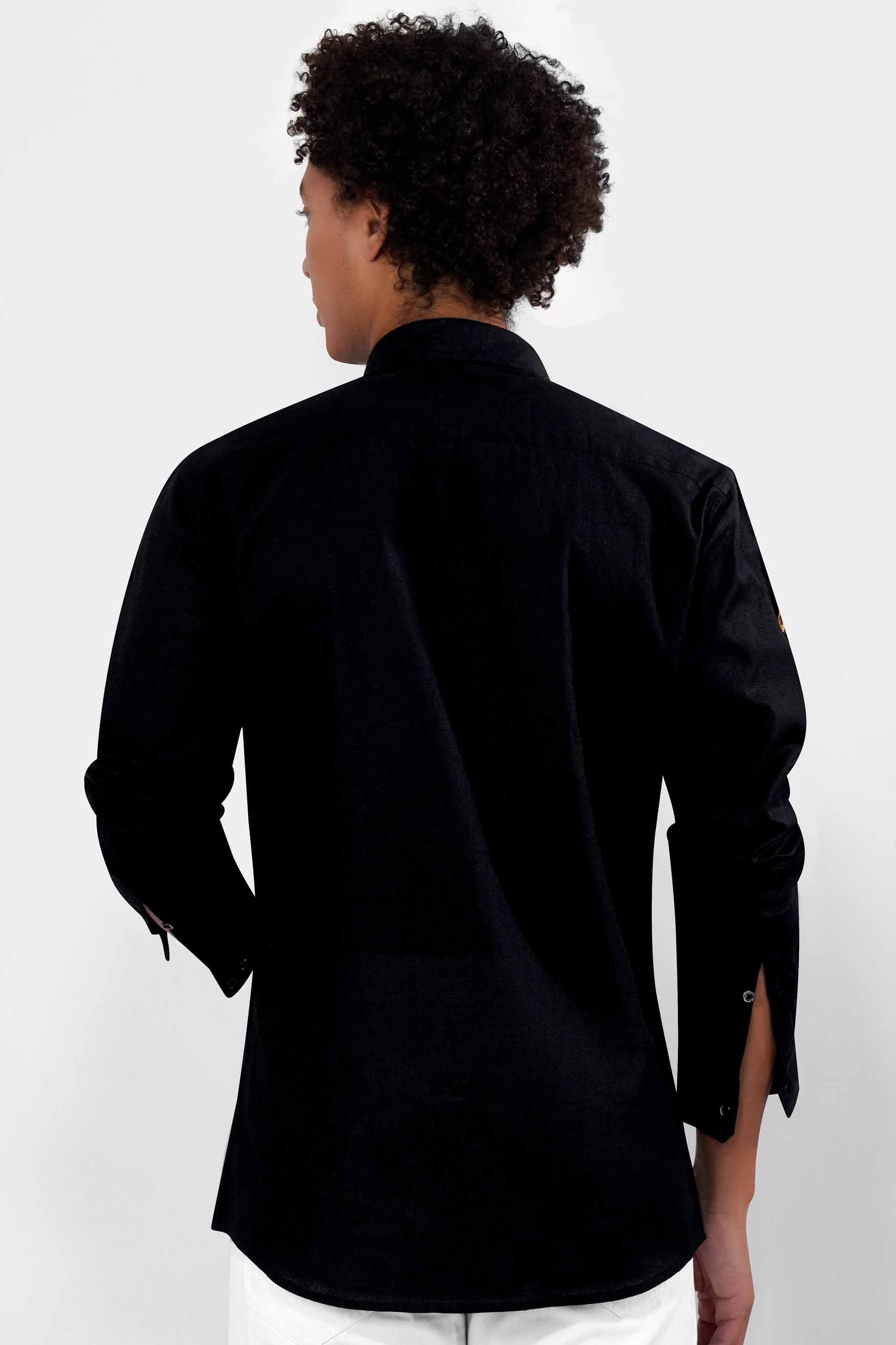 Jade Black with Lord Shiva Trident Embroidered Luxurious Linen Designer Shirt 11258-BLK-E191-38, 11258-BLK-E191-H-38, 11258-BLK-E191-39, 11258-BLK-E191-H-39, 11258-BLK-E191-40, 11258-BLK-E191-H-40, 11258-BLK-E191-42, 11258-BLK-E191-H-42, 11258-BLK-E191-44, 11258-BLK-E191-H-44, 11258-BLK-E191-46, 11258-BLK-E191-H-46, 11258-BLK-E191-48, 11258-BLK-E191-H-48, 11258-BLK-E191-50, 11258-BLK-E191-H-50, 11258-BLK-E191-52, 11258-BLK-E191-H-52