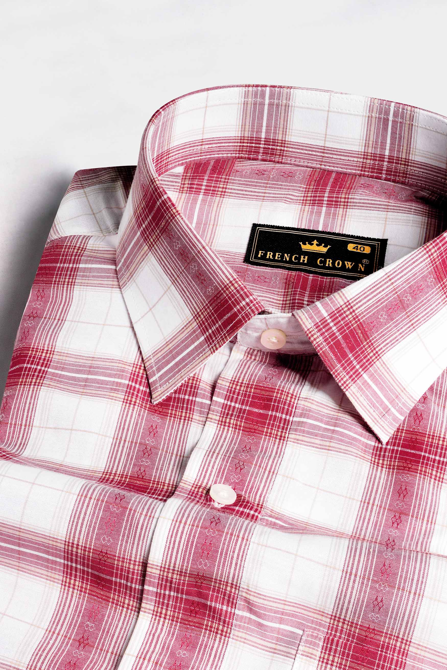 Melrot Red and White Plaid Premium Cotton Shirt