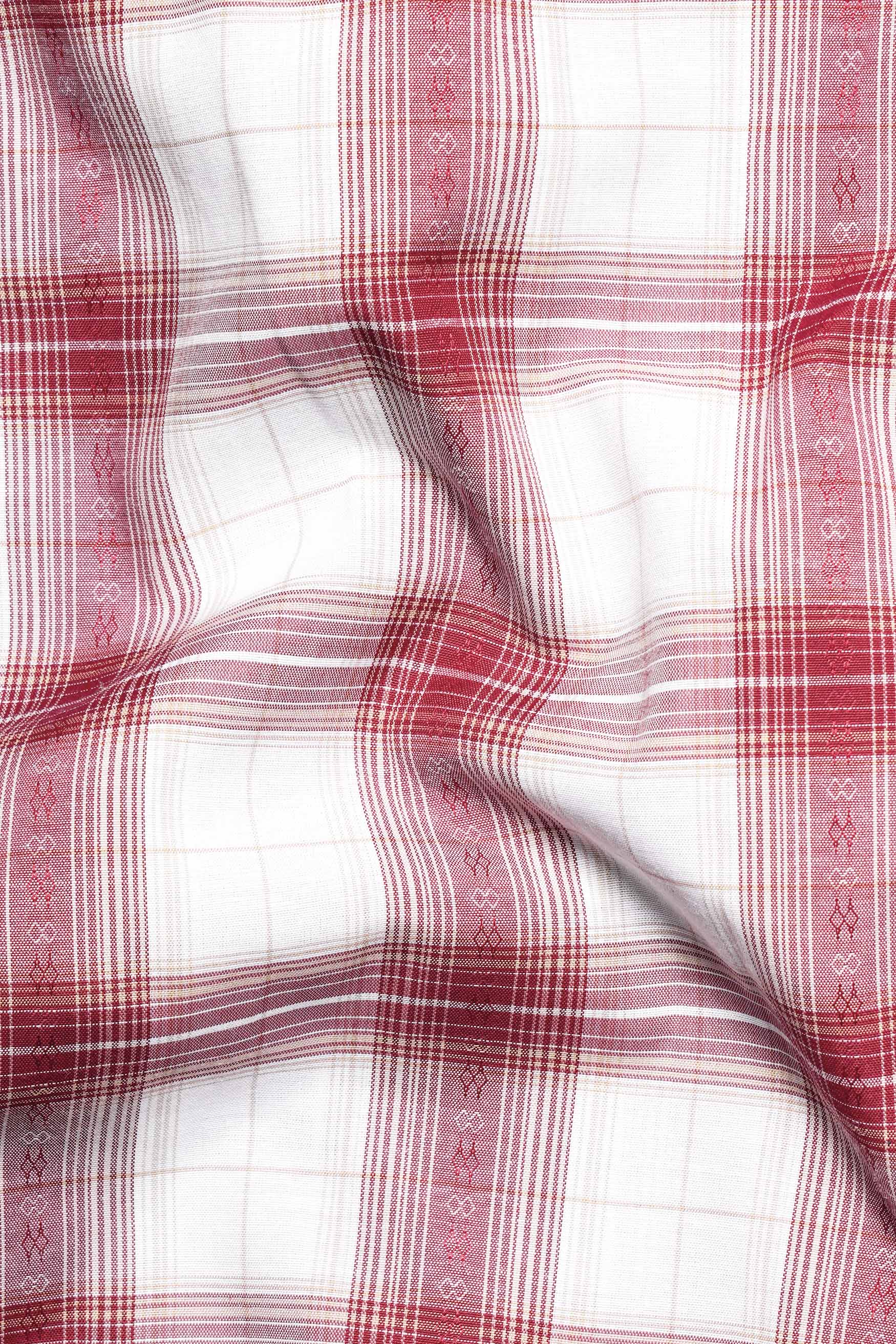 Melrot Red and White Plaid Premium Cotton Shirt