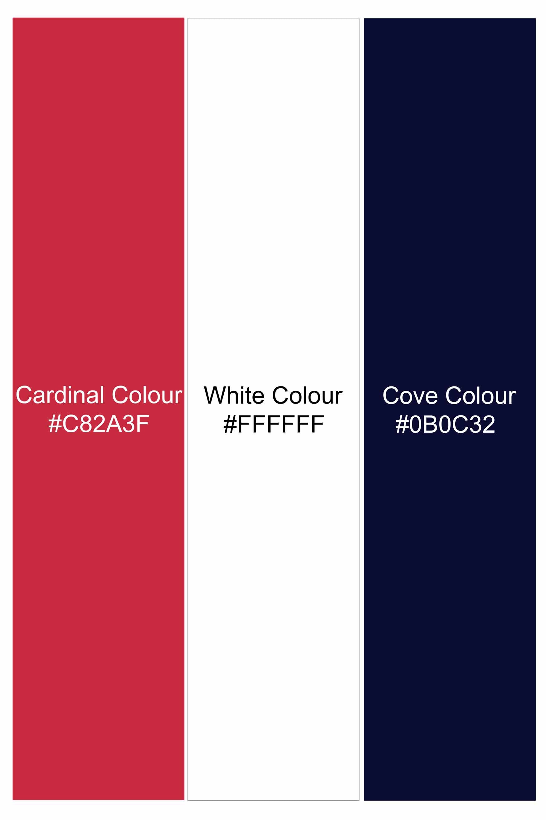 Cardinal Red with White and Cove Blue Striped Twill Premium Cotton Shirt