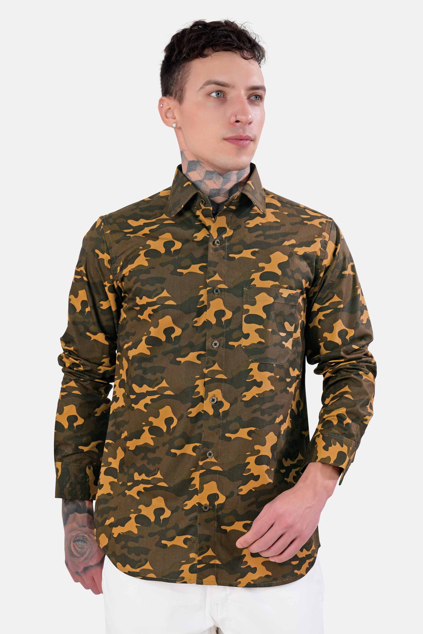 Alpine and Noir Brown Camouflage Royal Oxford Shirt