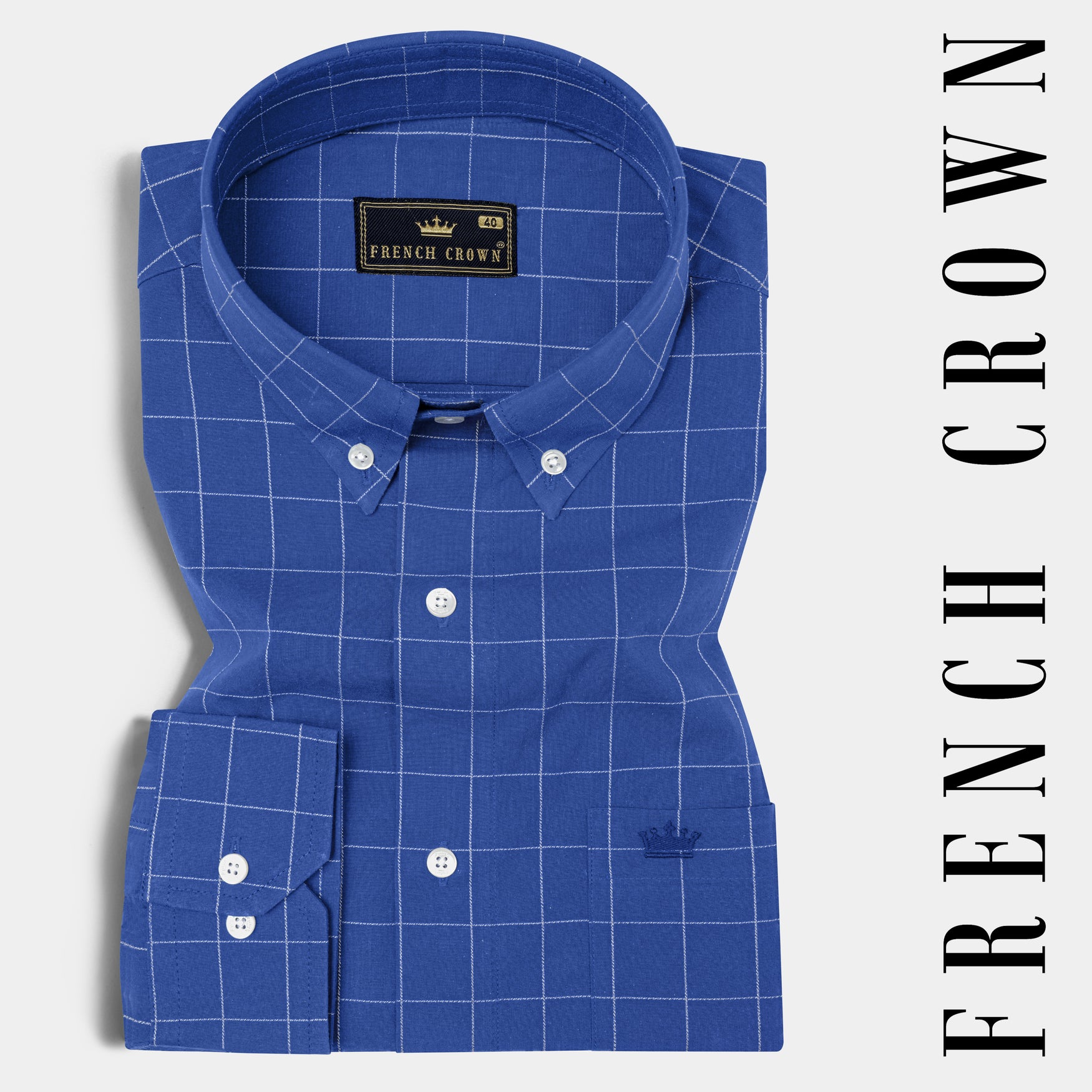 Cerulean Blue Windowpane Dobby Textured Premium Giza Cotton Shirt