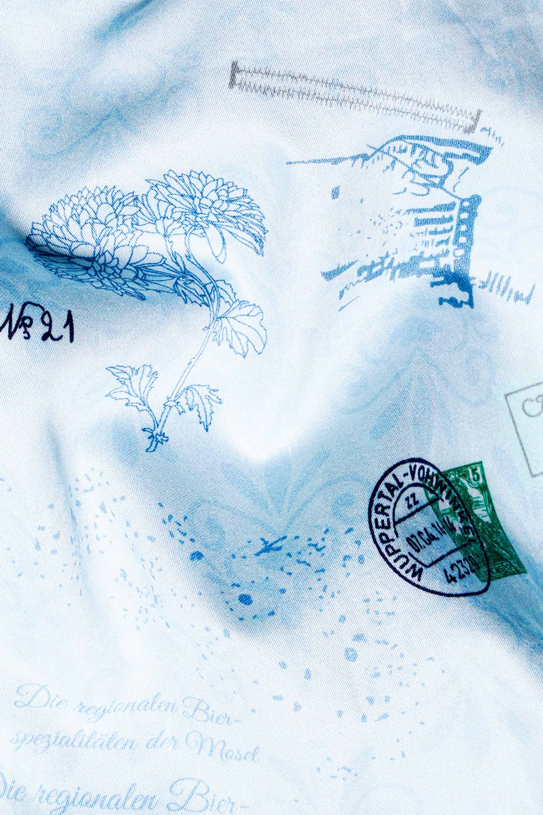 Cerulean Blue Abstract Printed Subtle Sheen Super Soft Premium Cotton Shirt