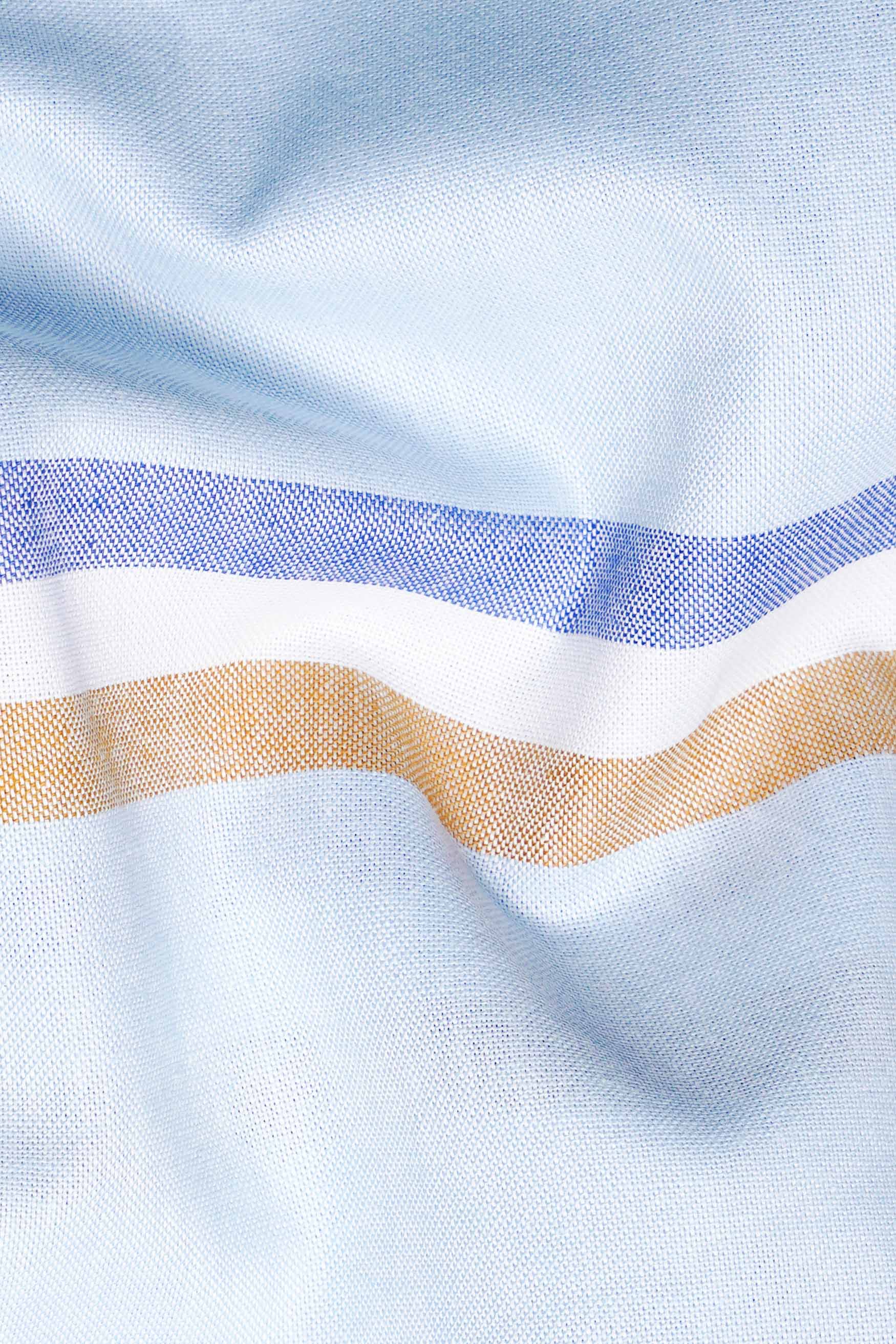 Hawkes Blue Three Colour Striped Royal Oxford Shirt