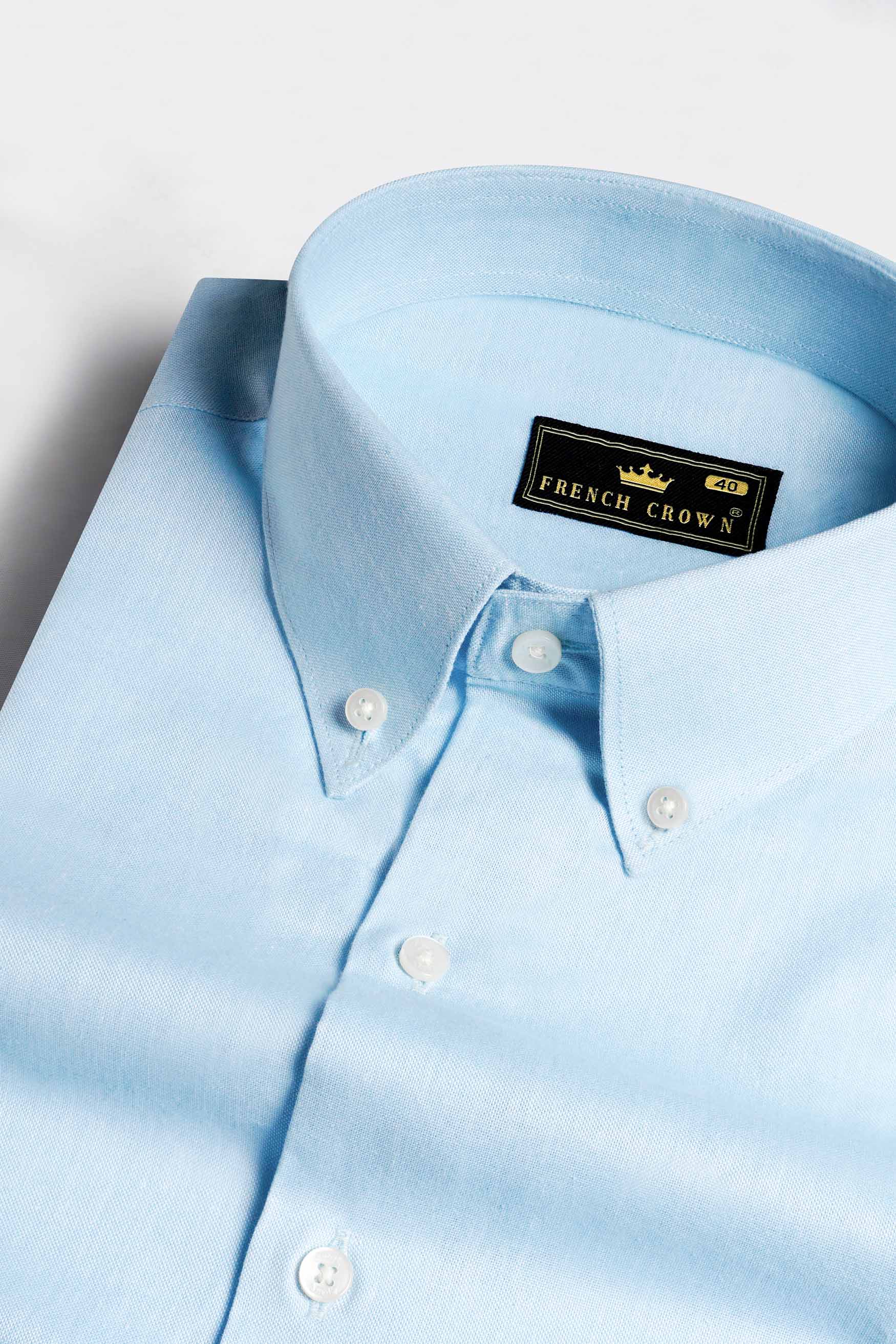 Hawkes Blue Three Colour Striped Royal Oxford Shirt