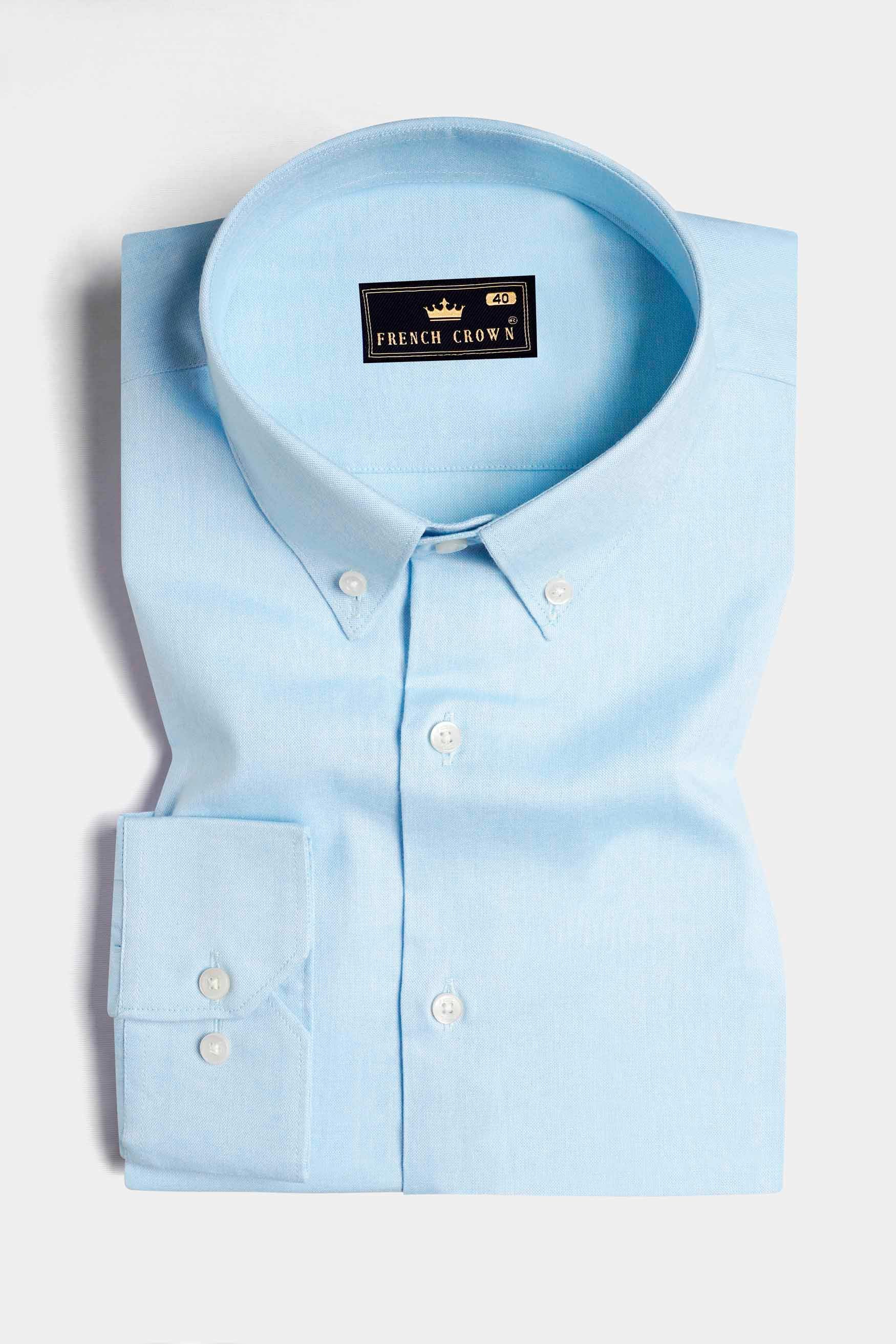 Hawkes Blue Three Colour Striped Royal Oxford Shirt