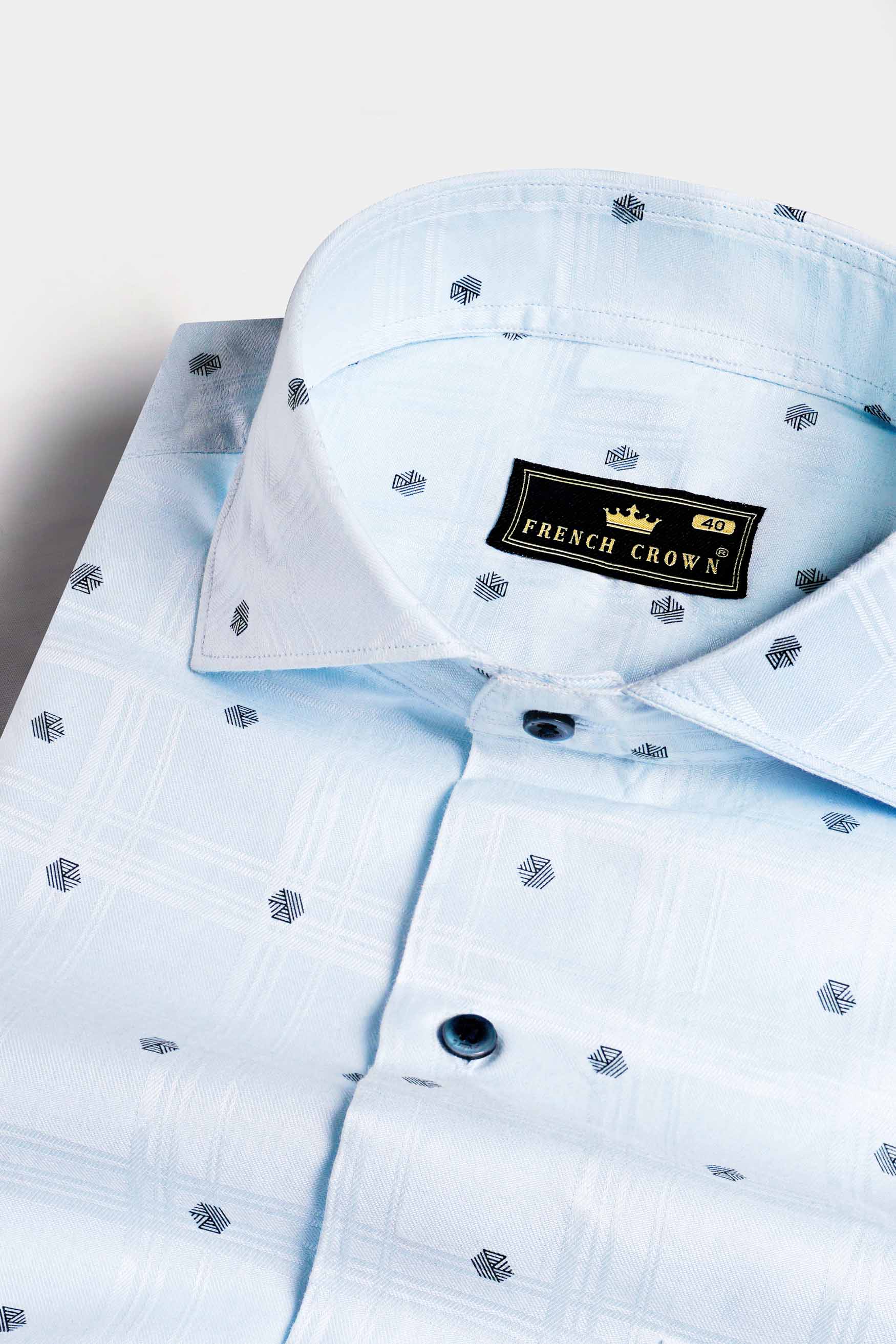 Botticelli Blue Dobby Textured Premium Giza Cotton Shirt