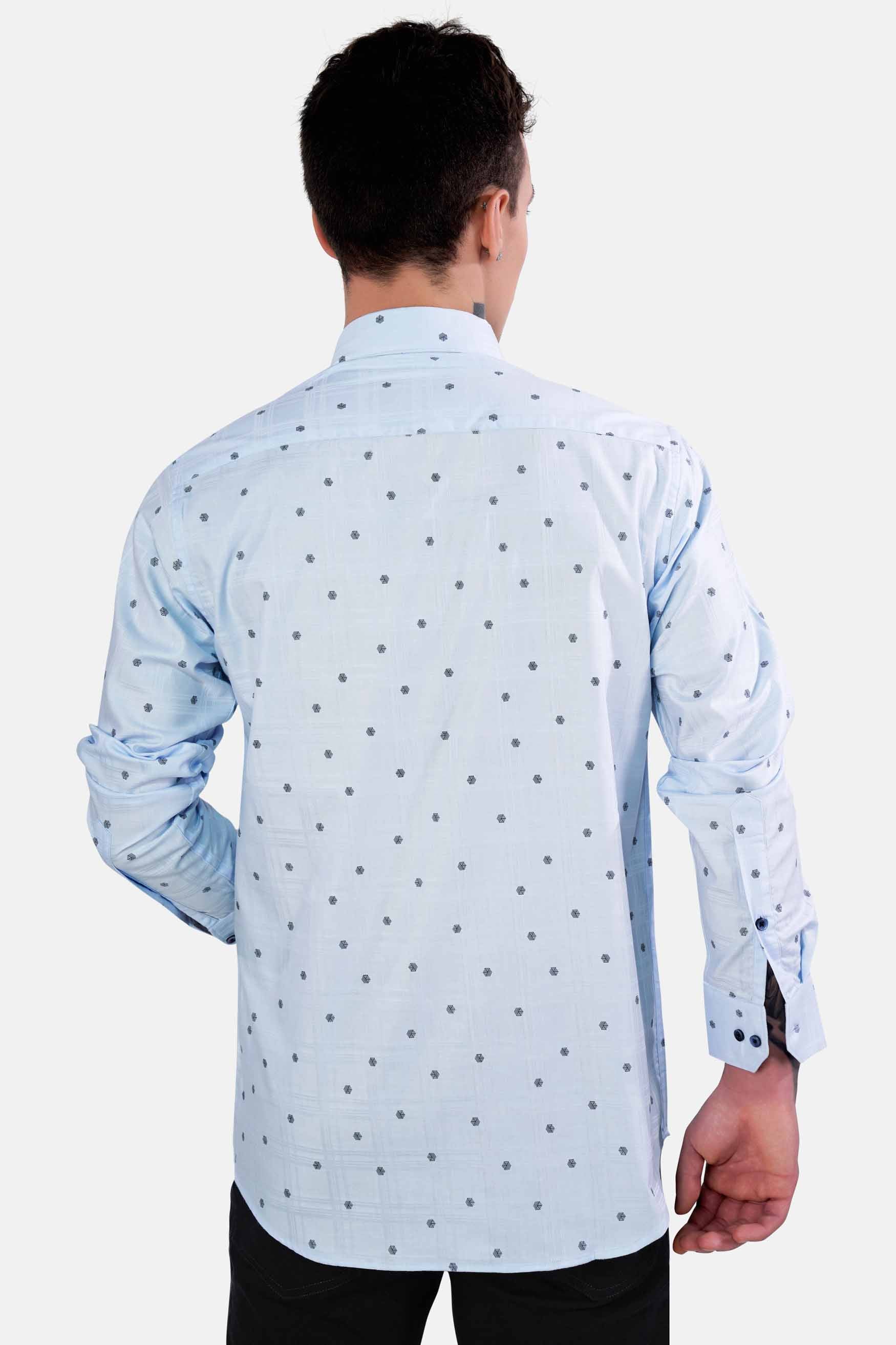 Botticelli Blue Dobby Textured Premium Giza Cotton Shirt