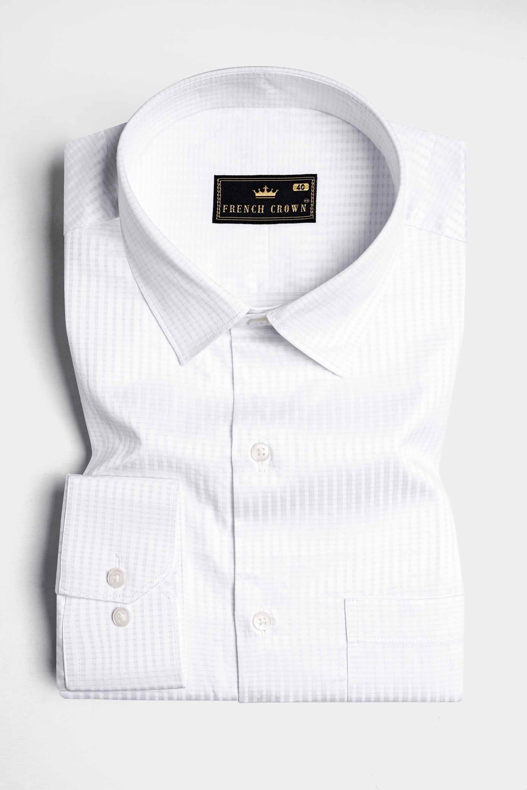 Bright White Dobby Textured Premium Giza Cotton Shirt