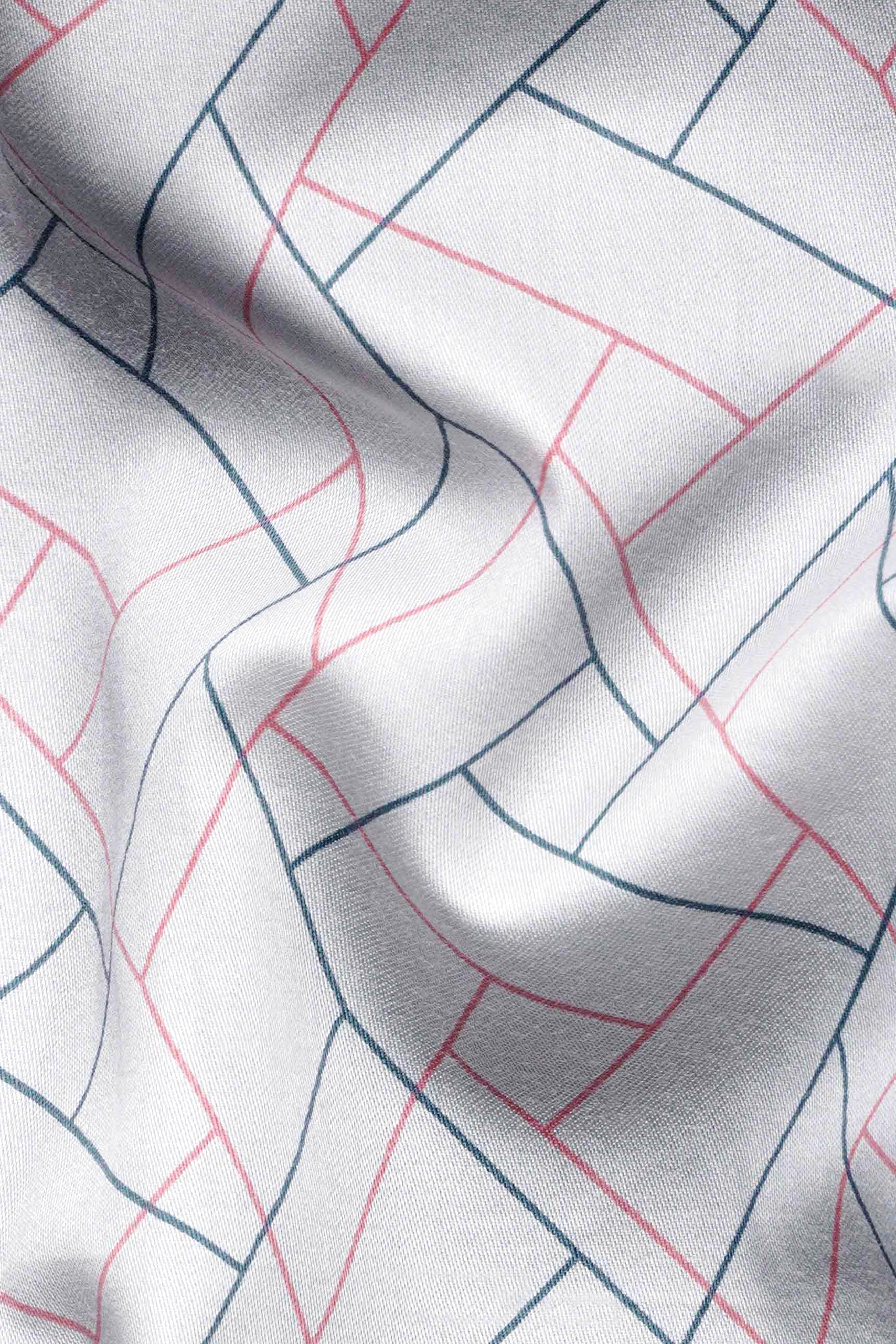 Nickel Grey and Petite Pink Geometric Printed Subtle Sheen Super Soft Premium Cotton Shirt