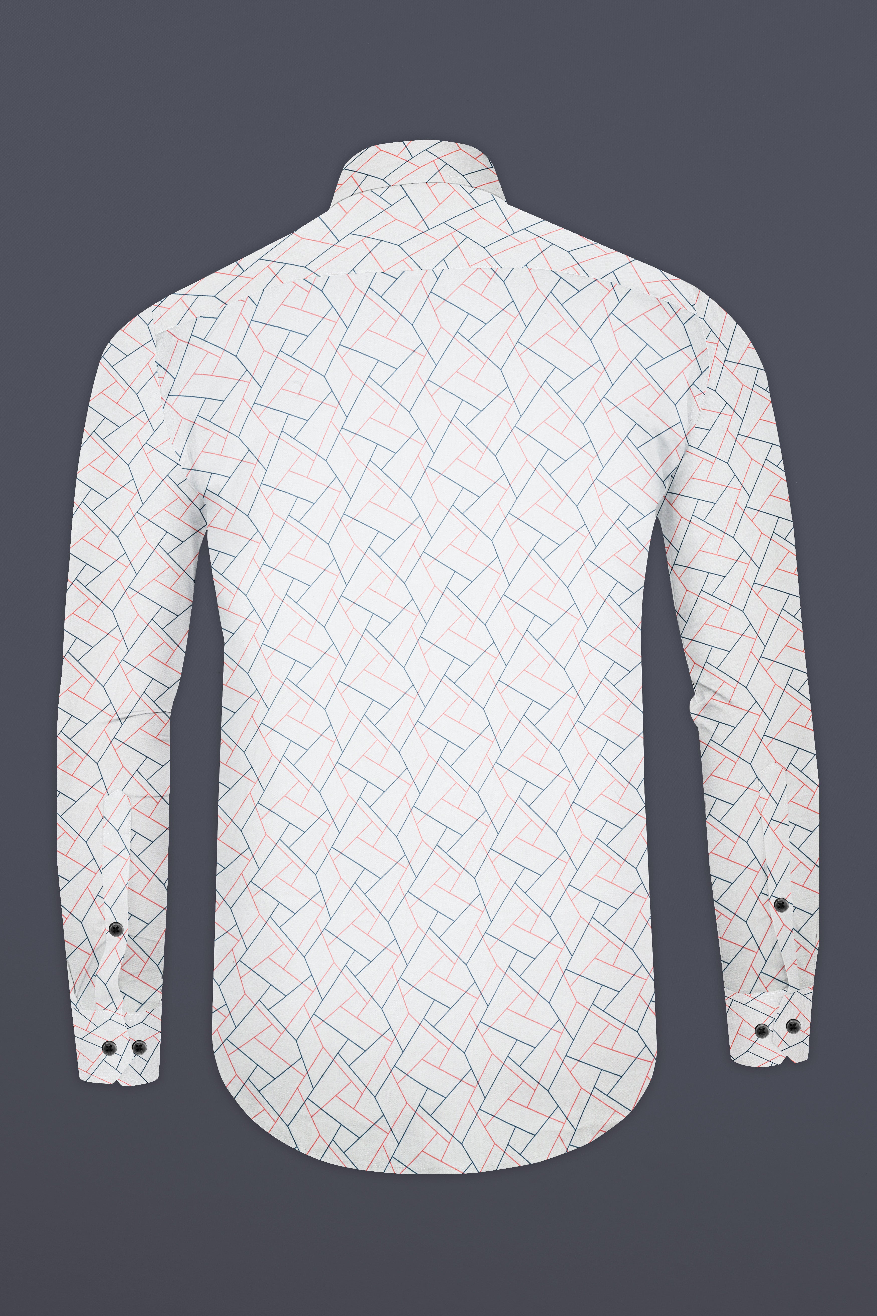 Nickel Grey and Petite Pink Geometric Printed Subtle Sheen Super Soft Premium Cotton Shirt