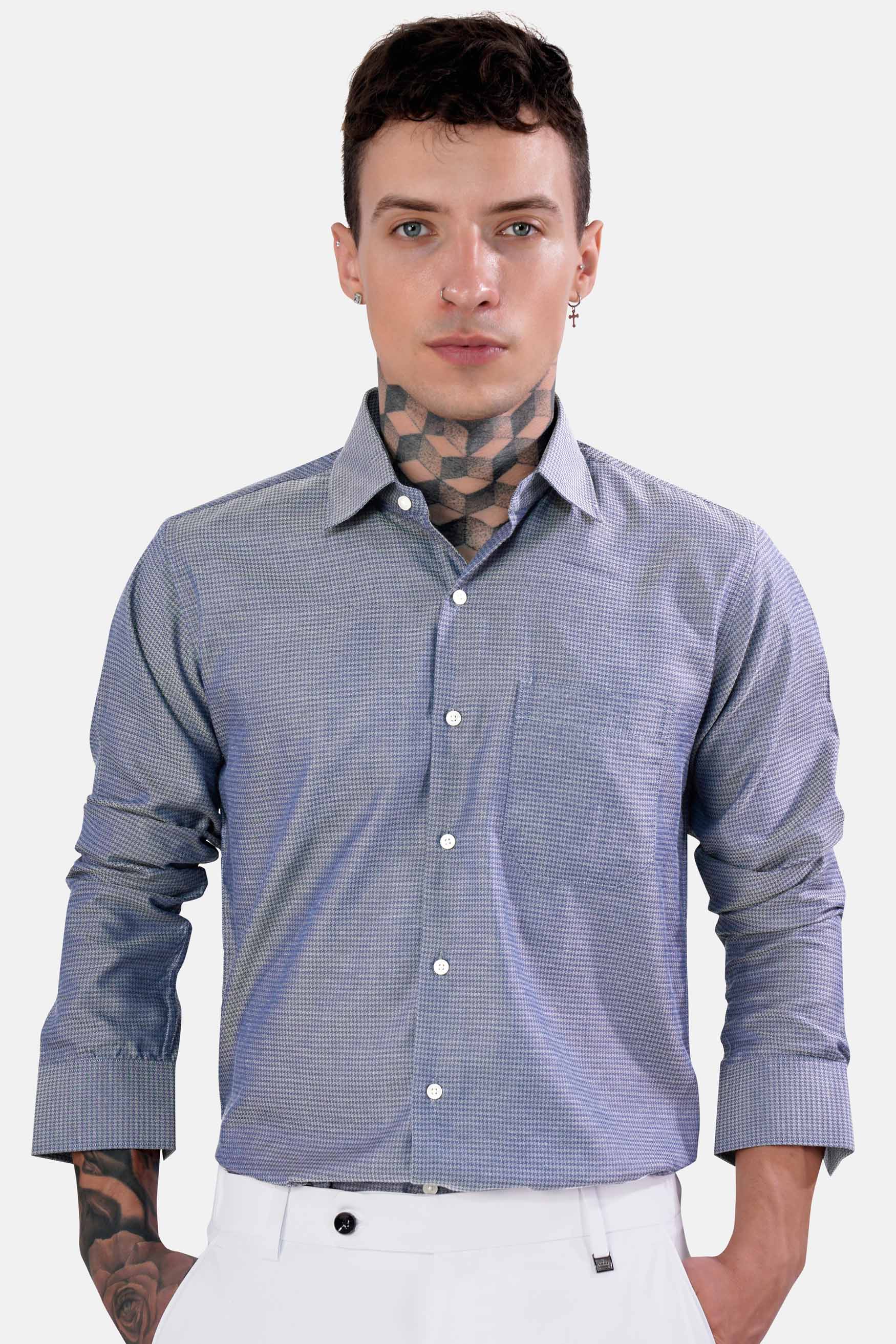 Cadet Blue Houndstooth Shirt
