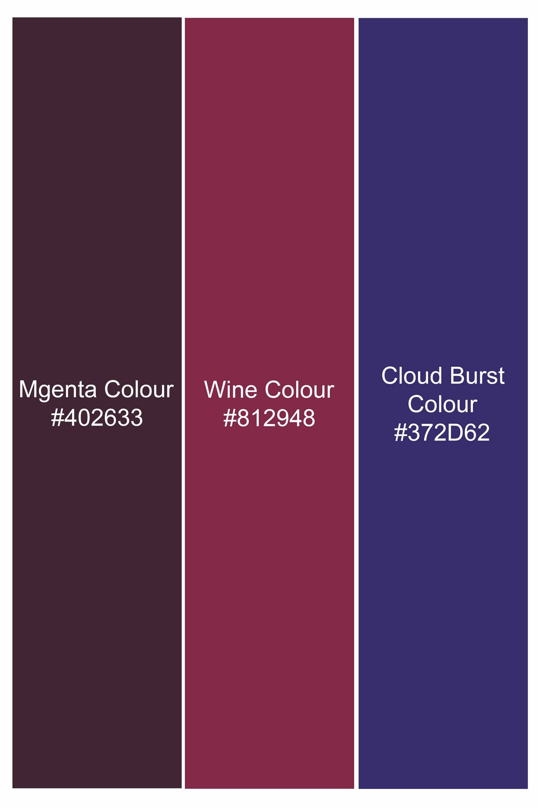 Magenta Maroon and CloudBurst Blue Dobby Textured Premium Giza Cotton Shirt