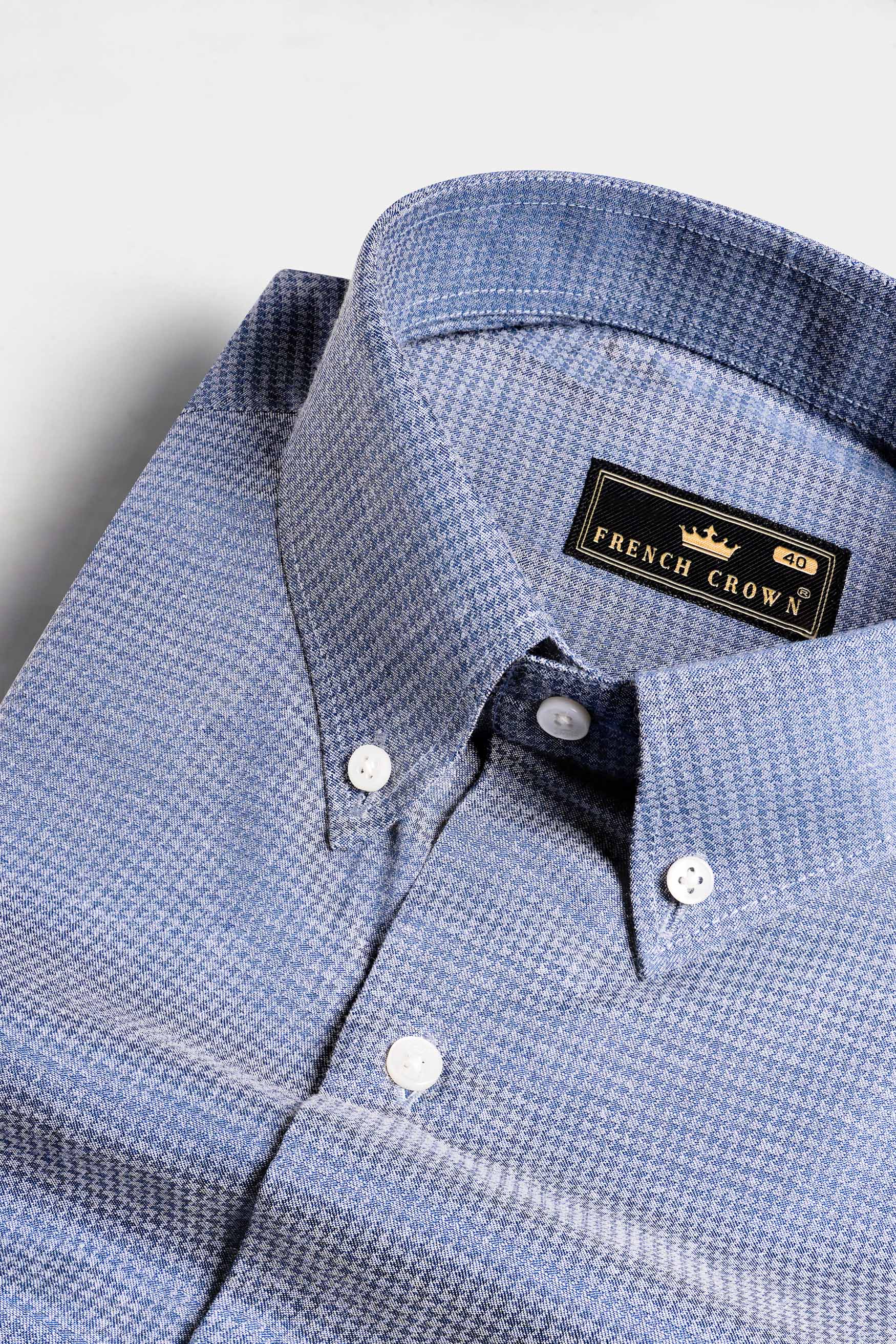 Cadet Blue Houndstooth Button Down Shirt