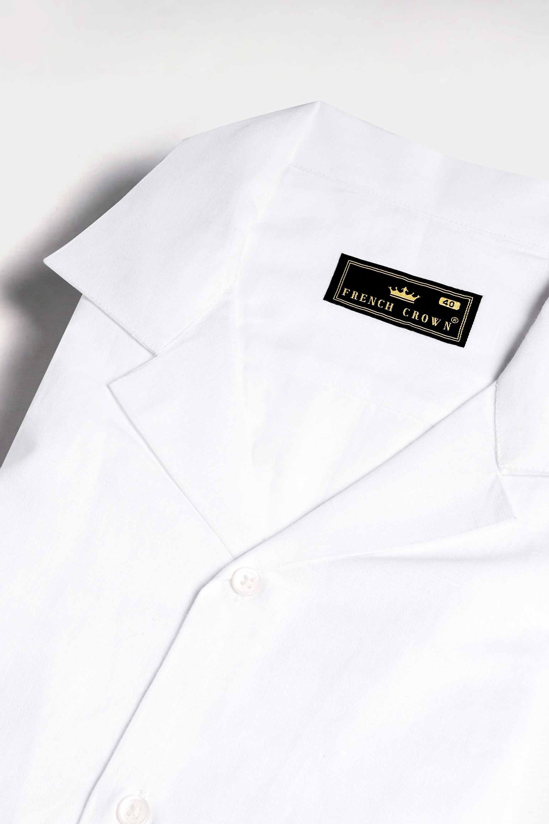 Bright White Faces Embroidered Luxurious Linen Designer Shirt