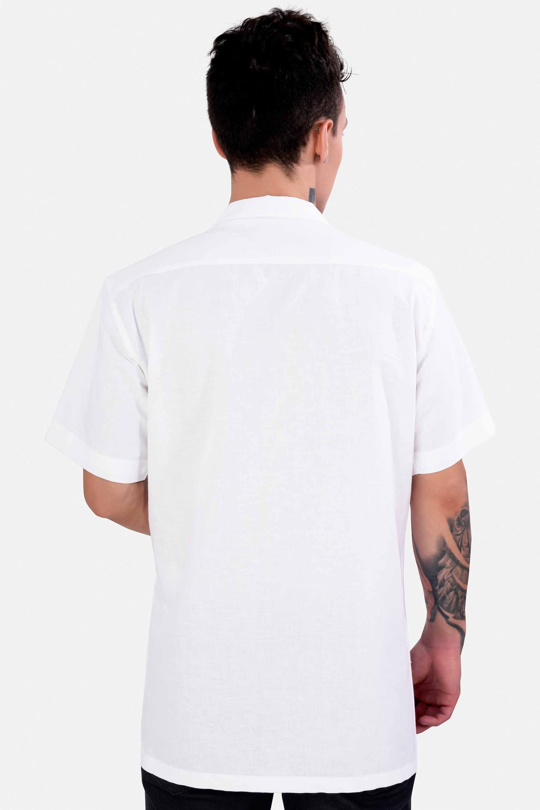 Bright White Faces Embroidered Luxurious Linen Designer Shirt