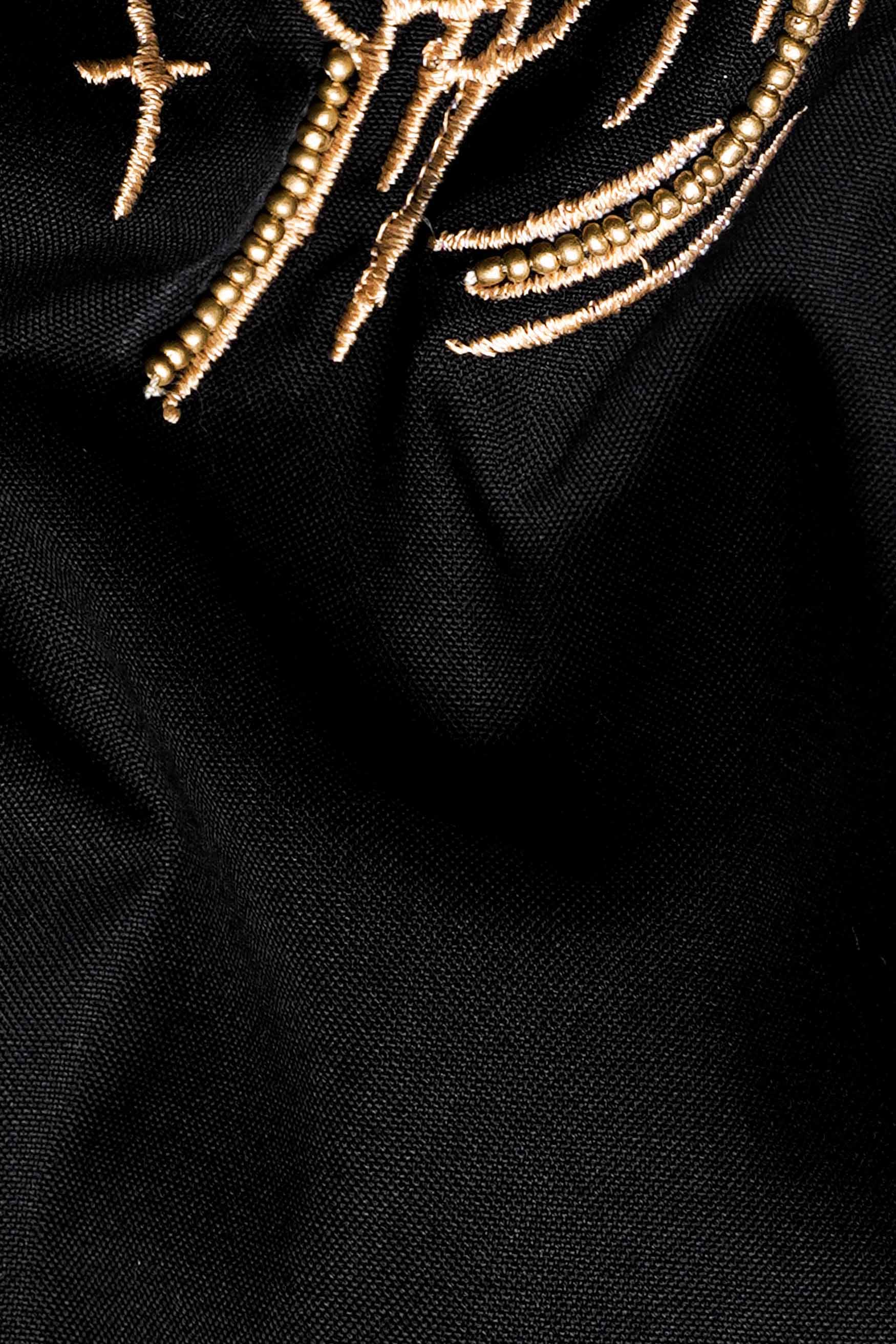Jade Black Gautam Buddha Embroidered Royal Oxford Designer Shirt