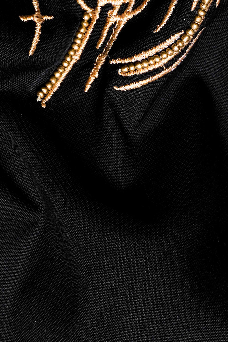 Jade Black Gautam Buddha Embroidered Royal Oxford Designer Shirt