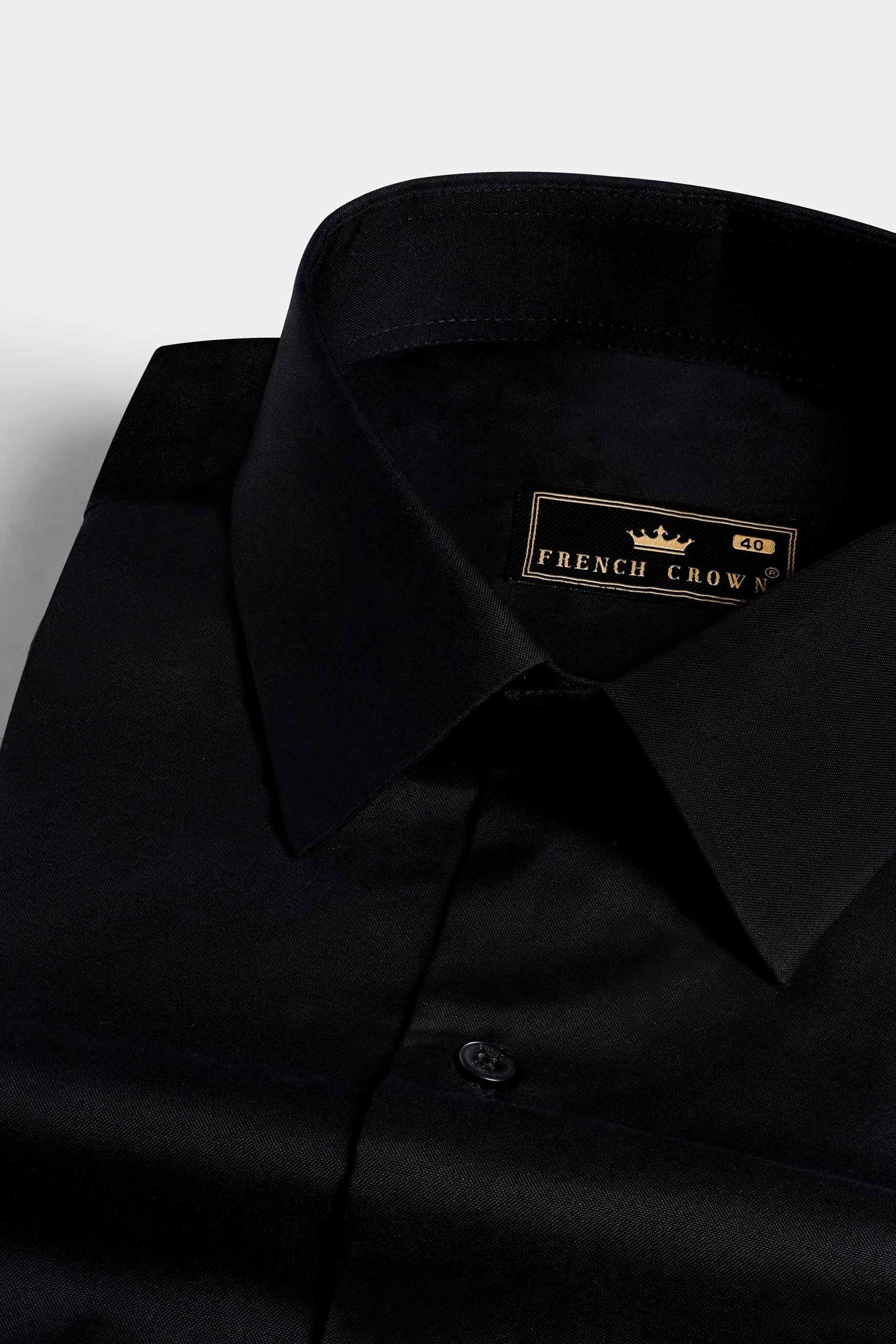 Jade Black Gautam Buddha Embroidered Royal Oxford Designer Shirt