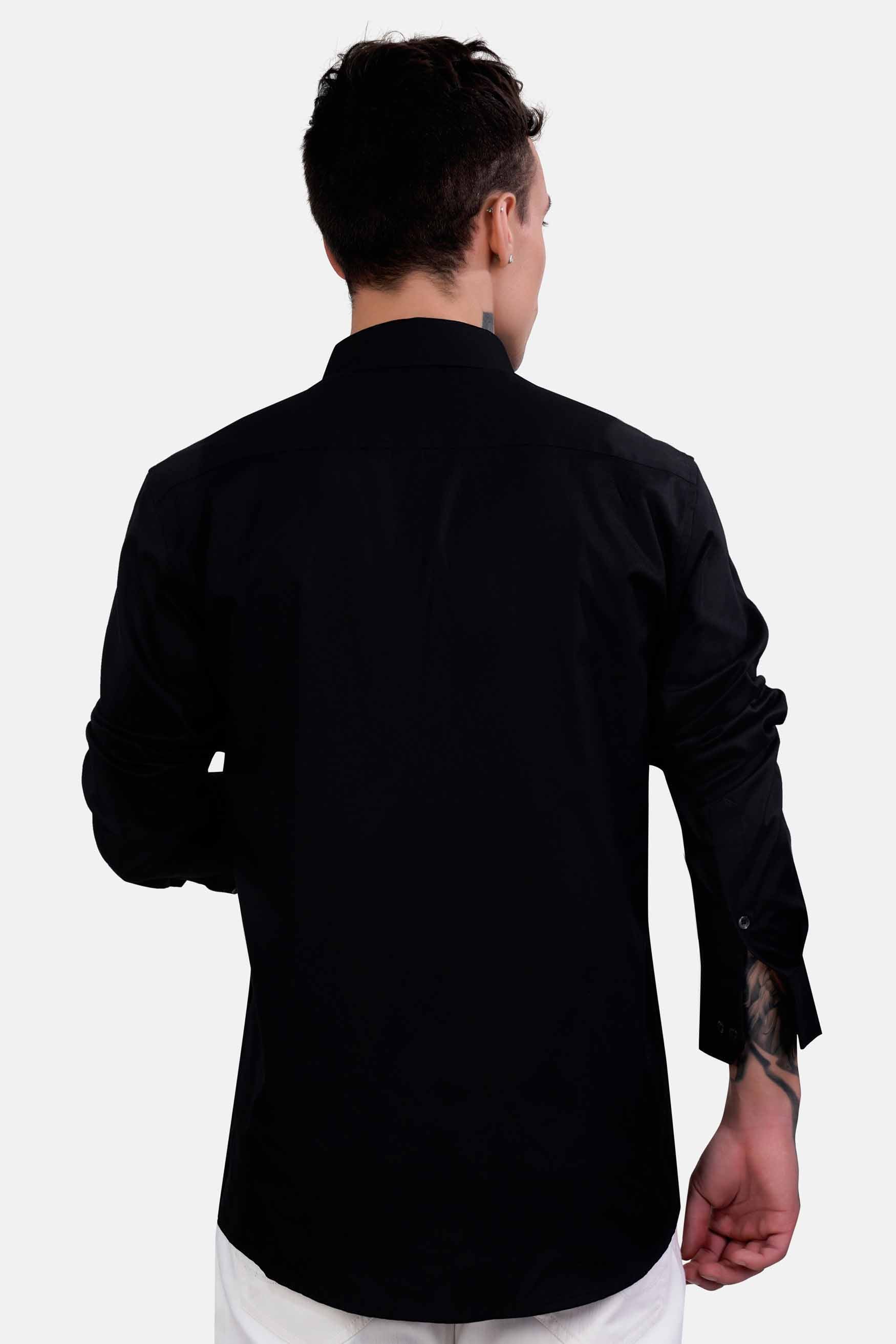 Jade Black Gautam Buddha Embroidered Royal Oxford Designer Shirt