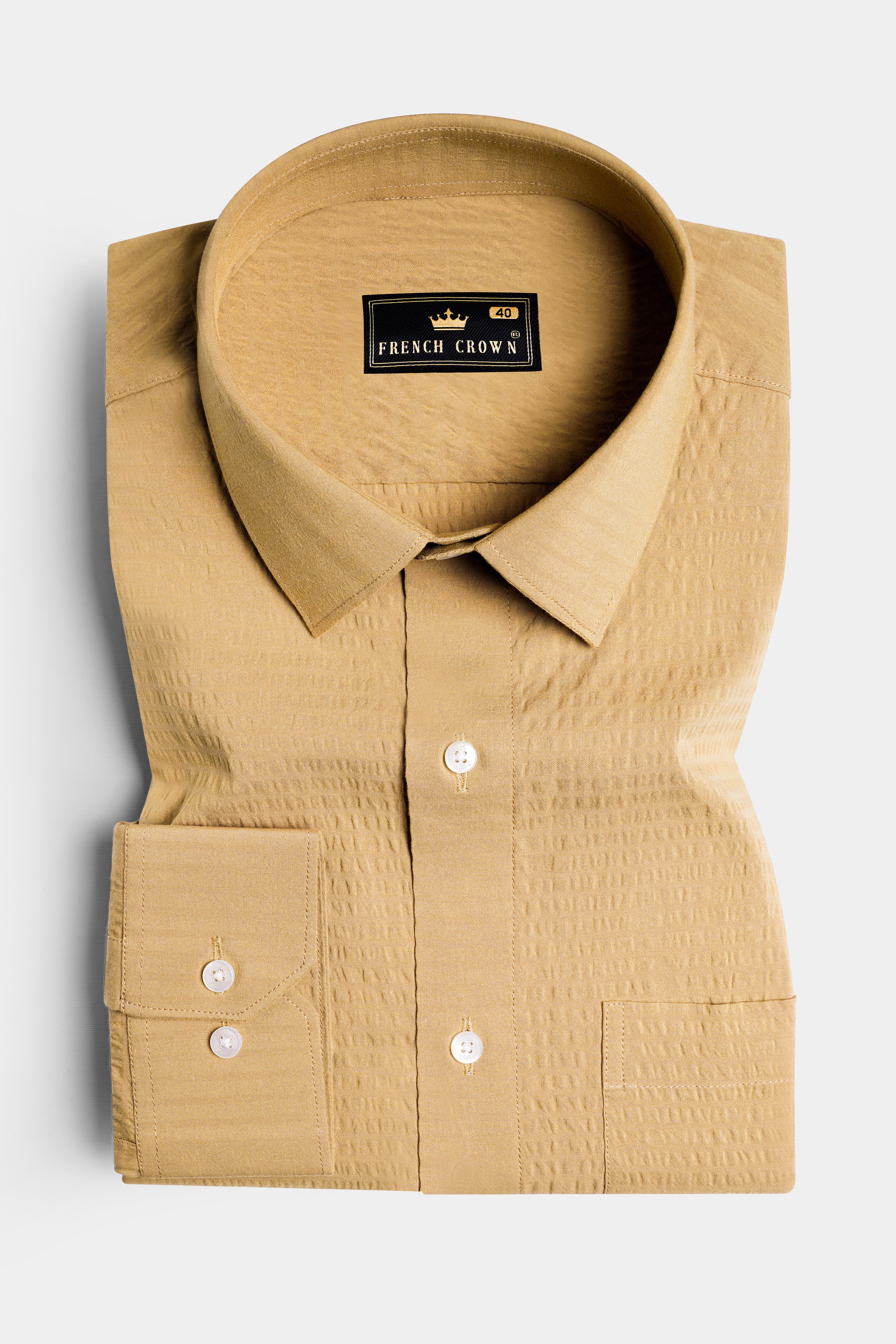 Chalky Brown Dobby Textured Premium Giza Cotton Shirt