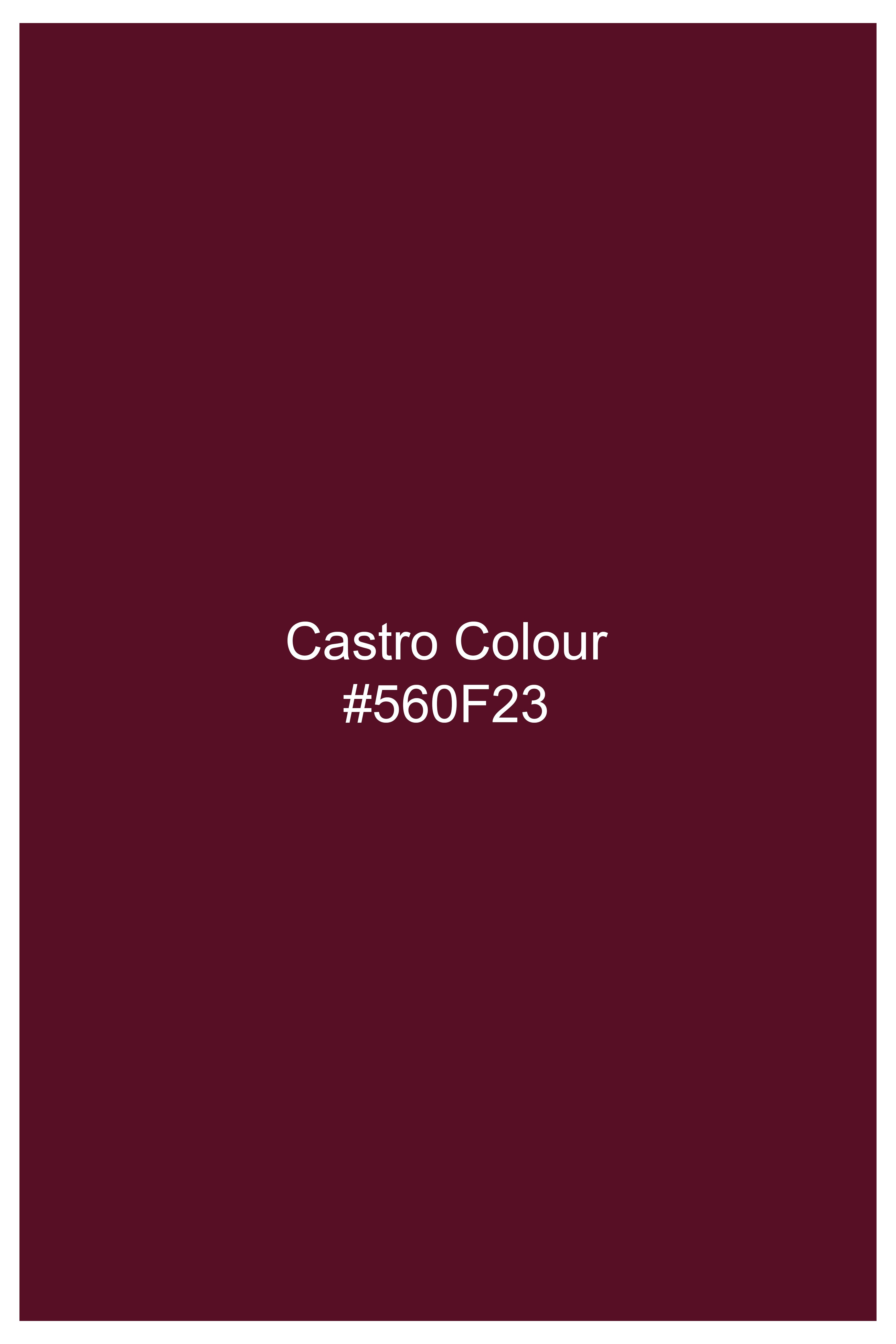 Castro Maroon Honey Bee Embroidered Subtle Sheen Super Soft Premium Cotton Shirt