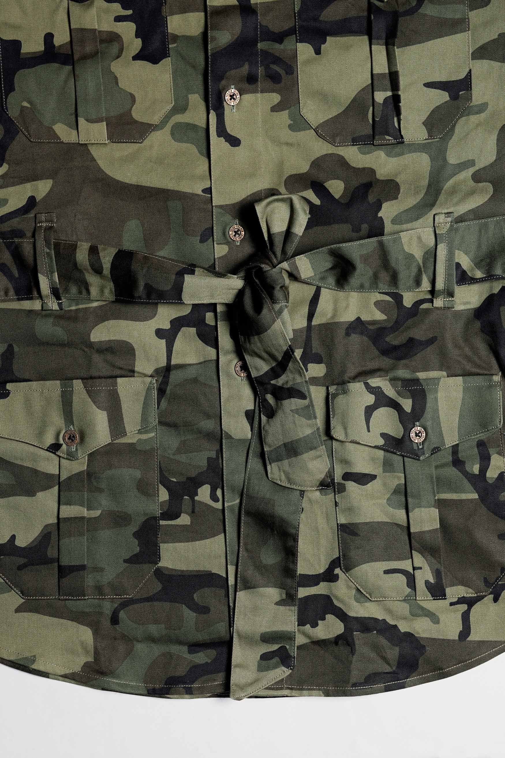 Hemlock Green and Iridium Brown Camouflage Royal Oxford Designer Shirt