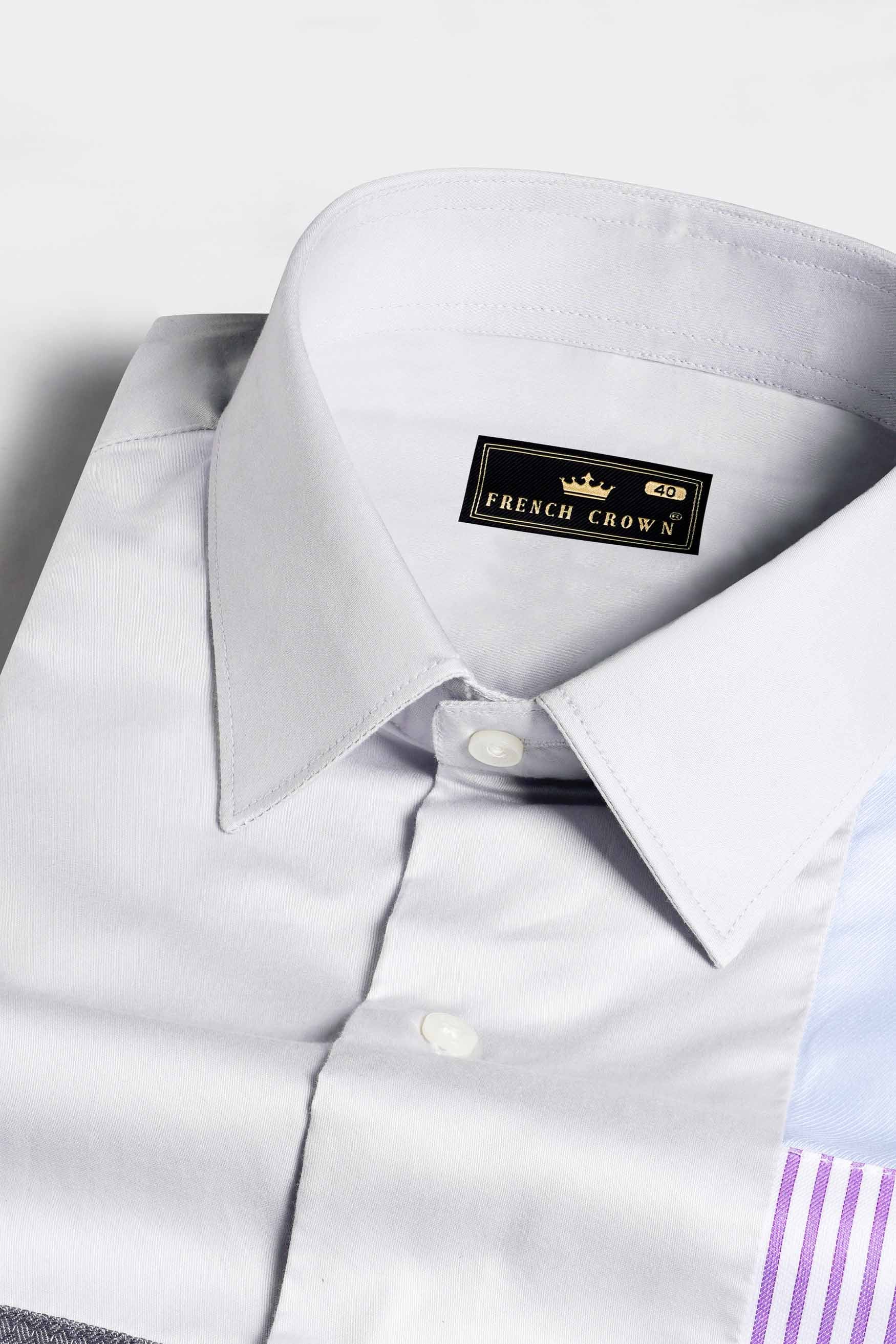 Gainsboro Gray with Marengo Gray and Jordy Blue Subtle Sheen Super Soft Premium Cotton Designer Shirt