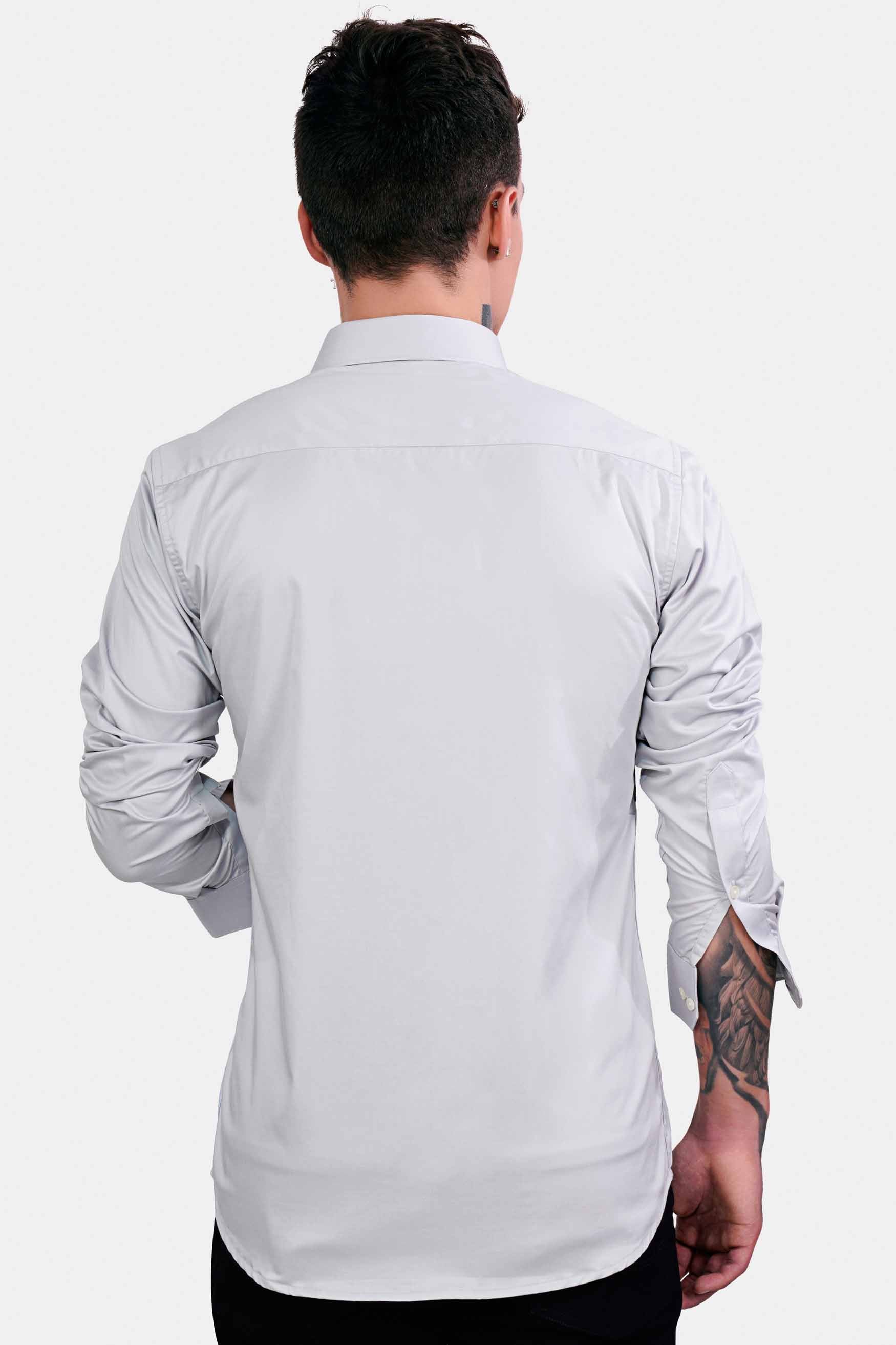 Gainsboro Gray with Marengo Gray and Jordy Blue Subtle Sheen Super Soft Premium Cotton Designer Shirt
