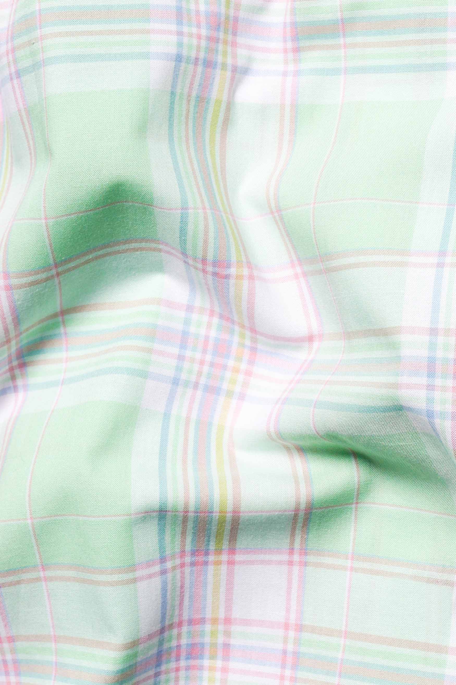 Mint Green and Languid Pink Plaid Premium Cotton Shirt