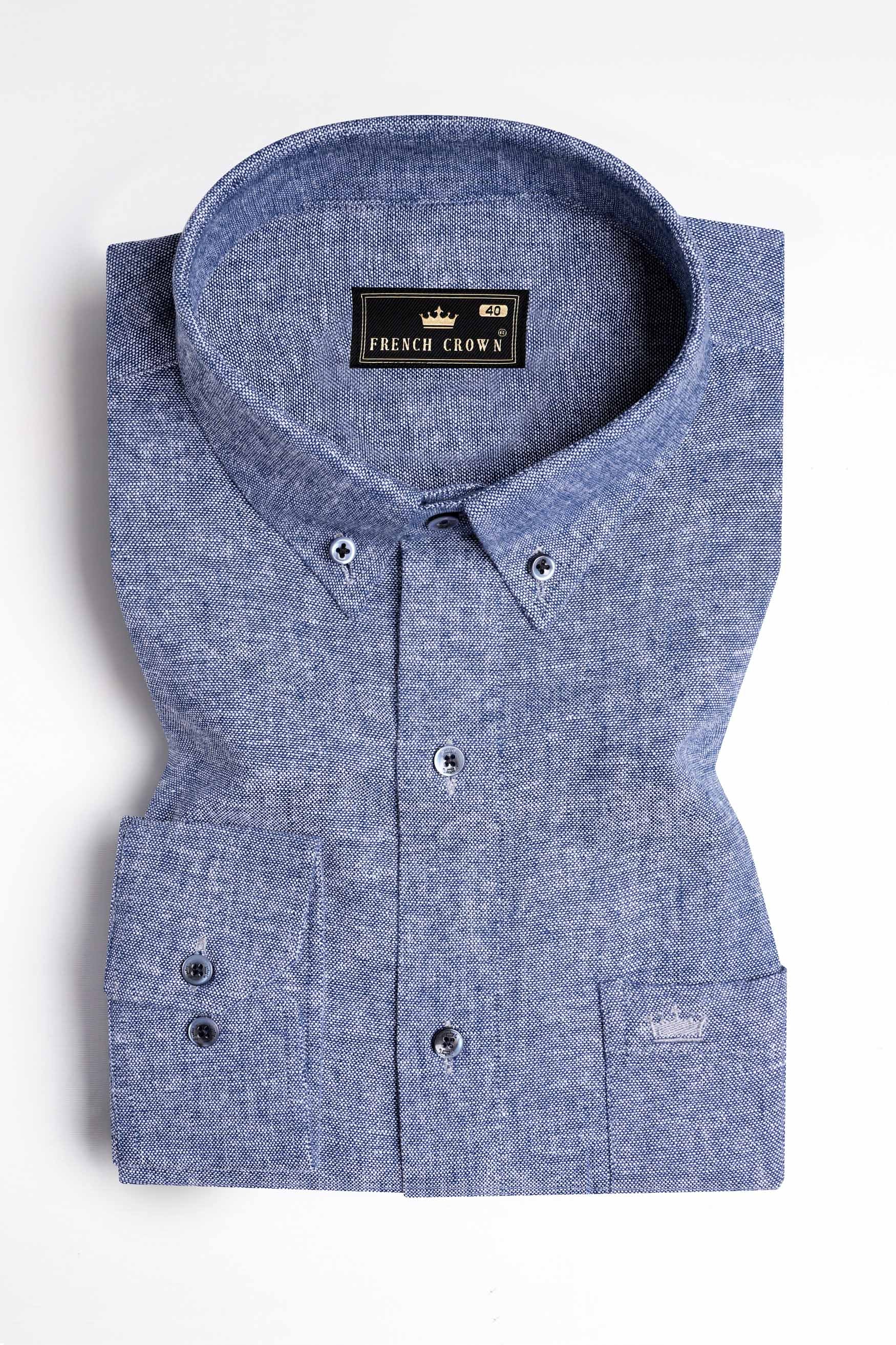 Hoki Blue Luxurious Linen Button Down Shirt