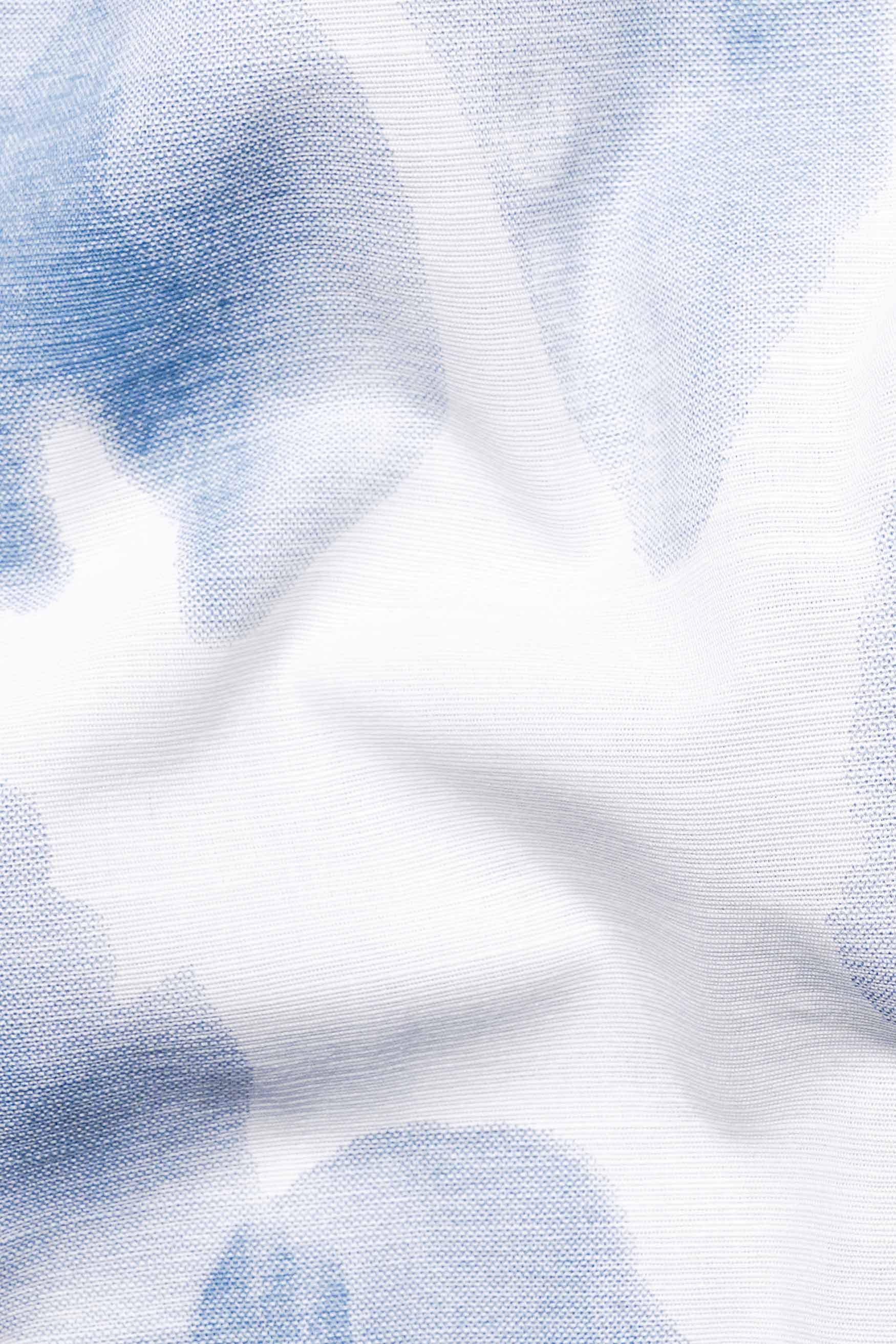 Bright White and Glacier Blue Tye & Die Luxurious Linen Shirt