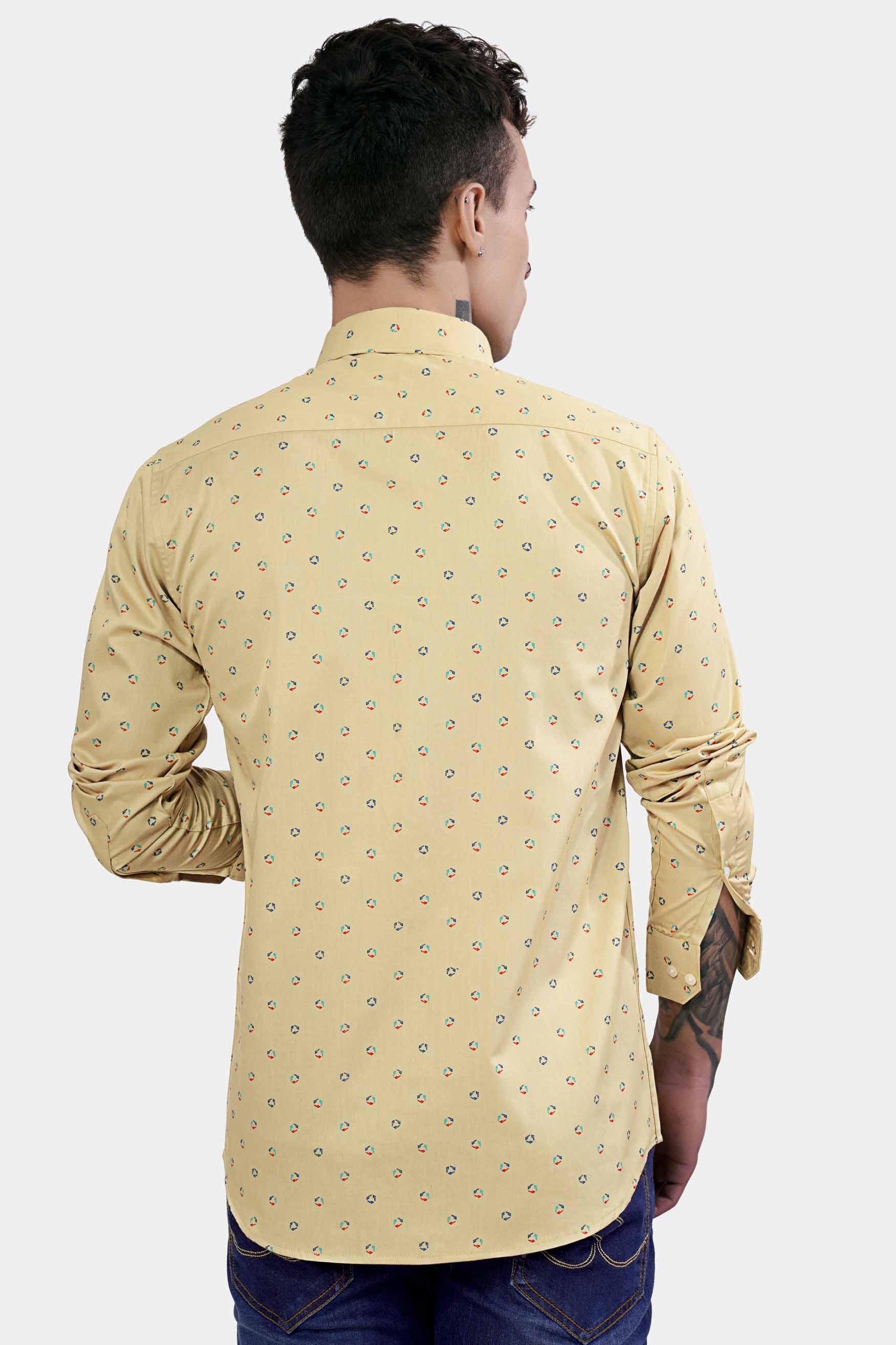 Burly Brown Printed Royal Oxford Button Down Shirt