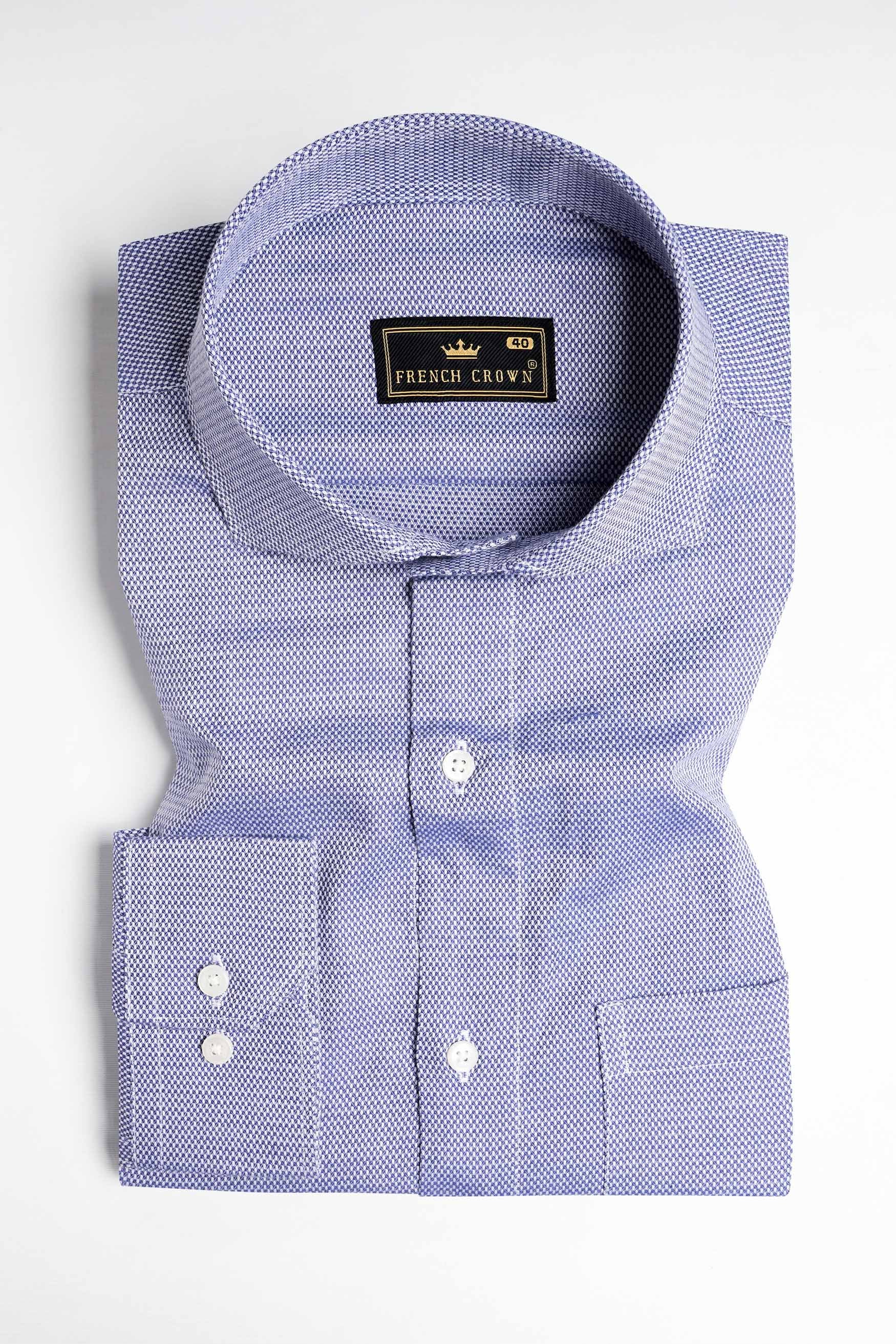 Yonder Blue Dobby Textured Premium Giza Cotton Shirt