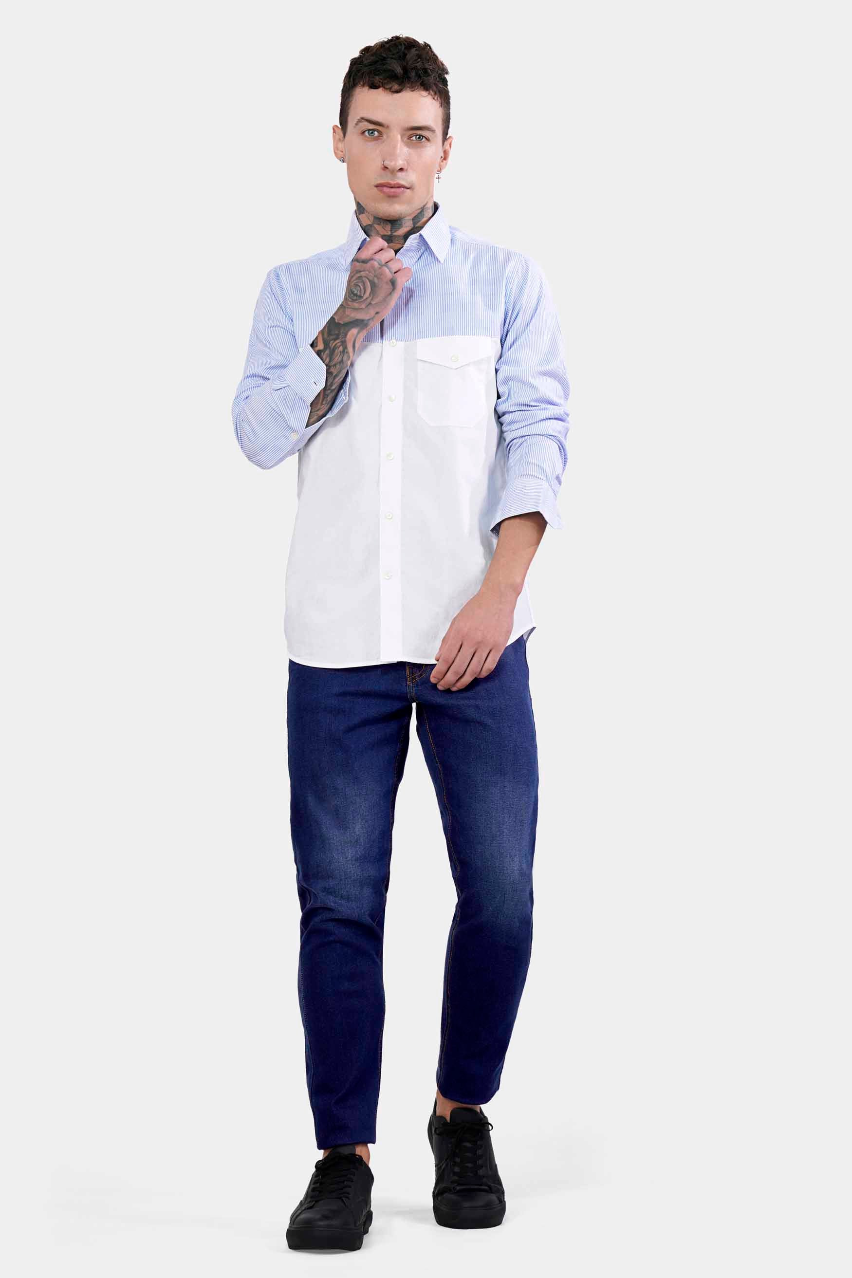 Chetwode Blue Striped and Bright White Striped Premium Cotton Designer Shirt 11398-P134-38, 11398-P134-H-38, 11398-P134-39, 11398-P134-H-39, 11398-P134-40, 11398-P134-H-40, 11398-P134-42, 11398-P134-H-42, 11398-P134-44, 11398-P134-H-44, 11398-P134-46, 11398-P134-H-46, 11398-P134-48, 11398-P134-H-48, 11398-P134-50, 11398-P134-H-50, 11398-P134-52, 11398-P134-H-52