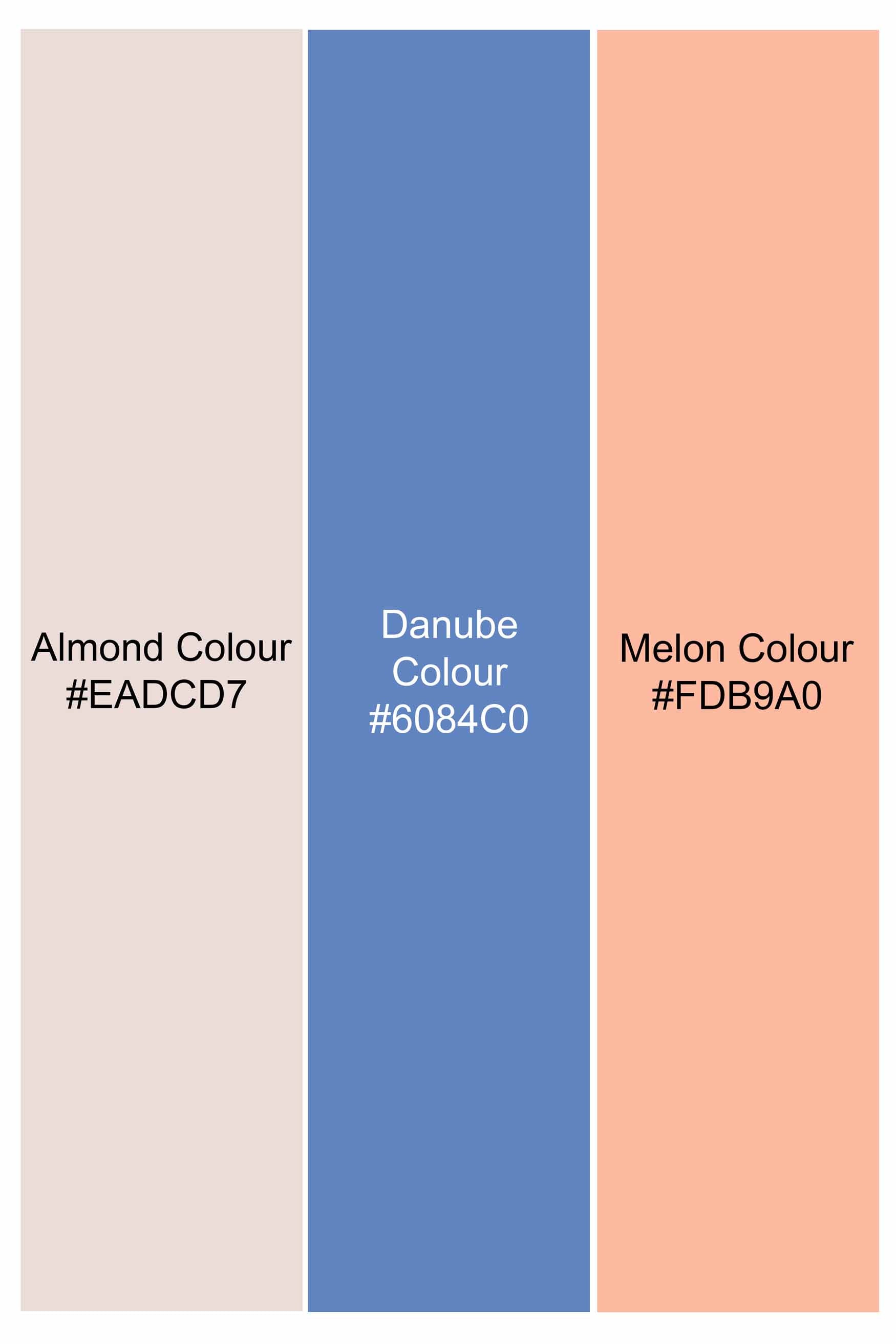 Almond Cream and Danube Blue Printed Subtle Sheen Super Soft Premium Cotton Shirt