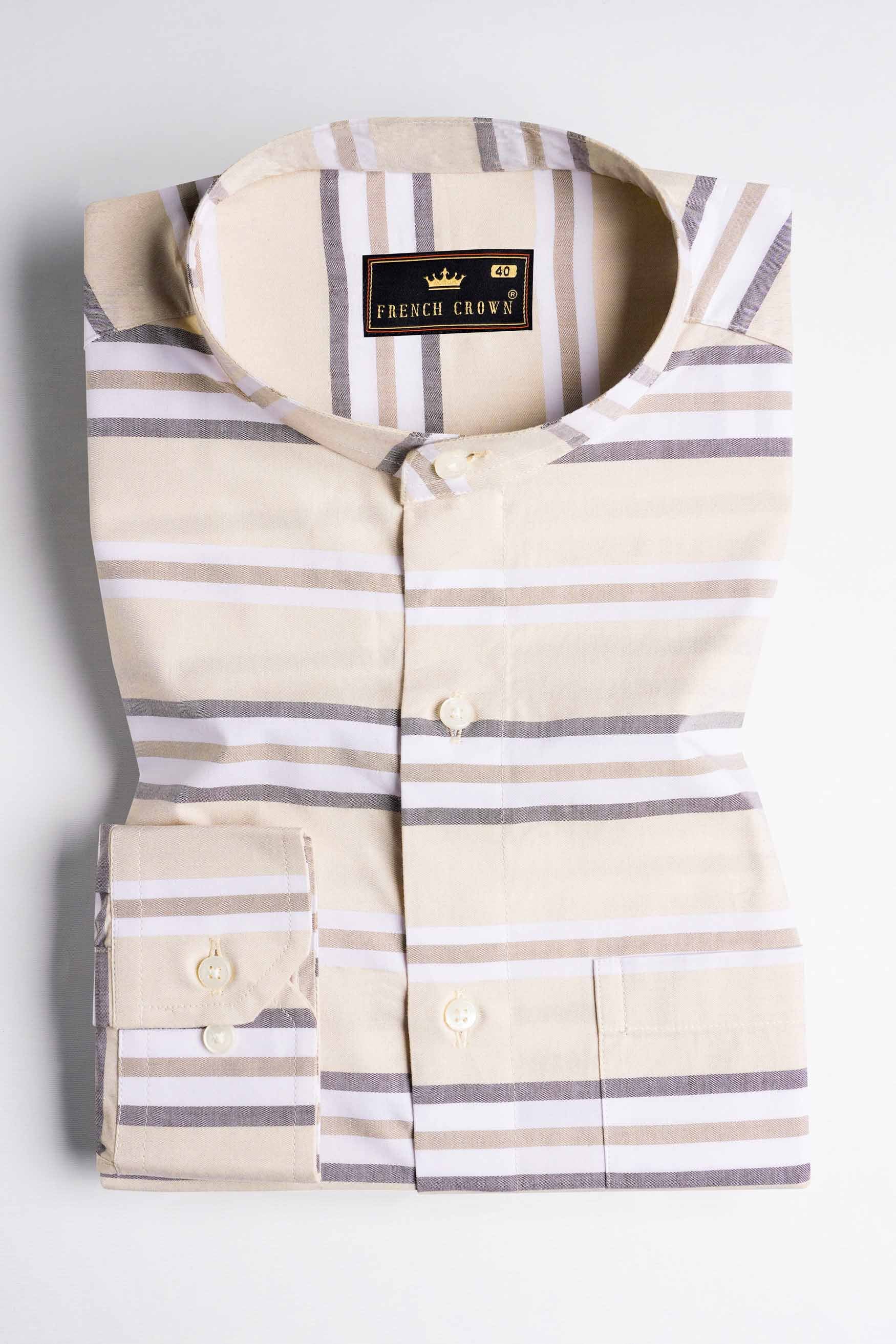 Zorba Brown and White Striped Royal Oxford Shirt
