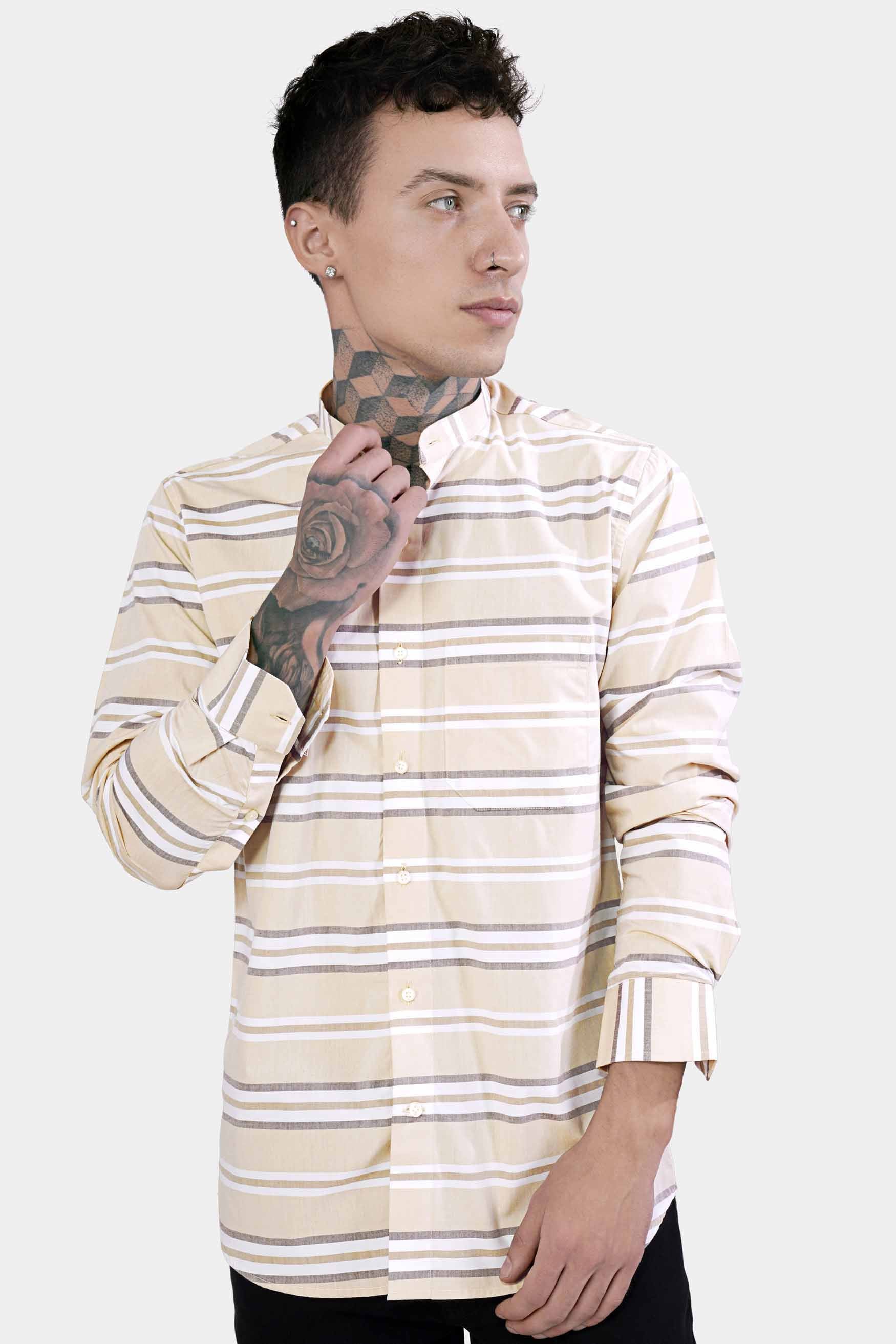 Zorba Brown and White Striped Royal Oxford Shirt