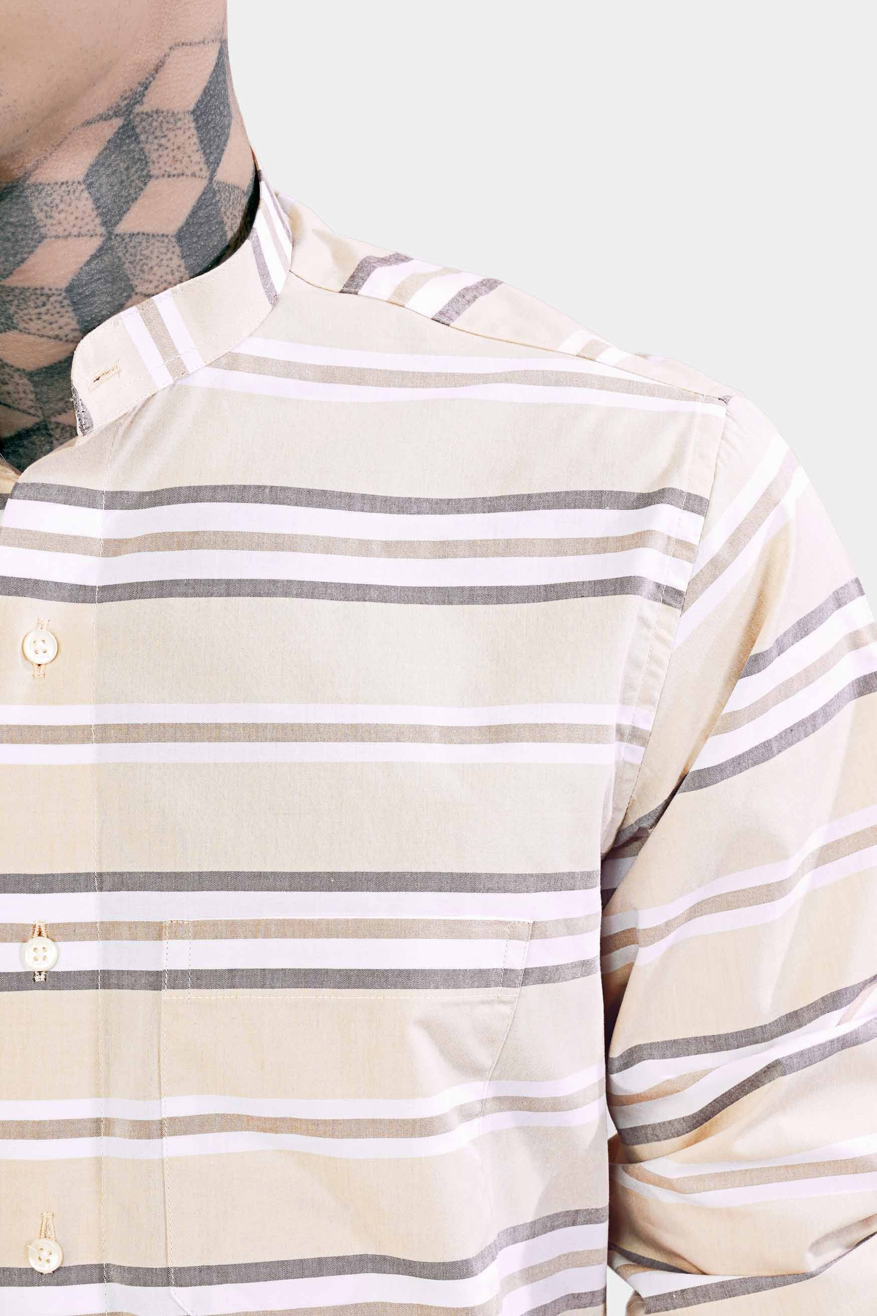 Zorba Brown and White Striped Royal Oxford Shirt