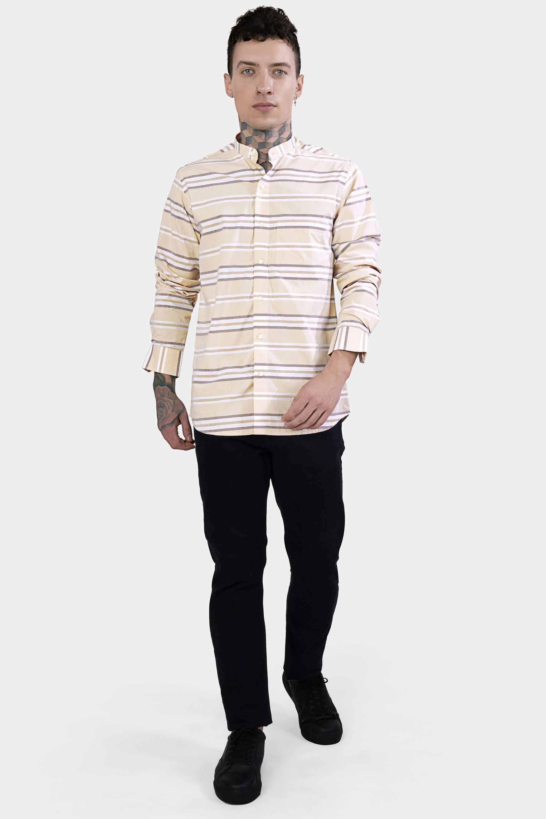 Zorba Brown and White Striped Royal Oxford Shirt
