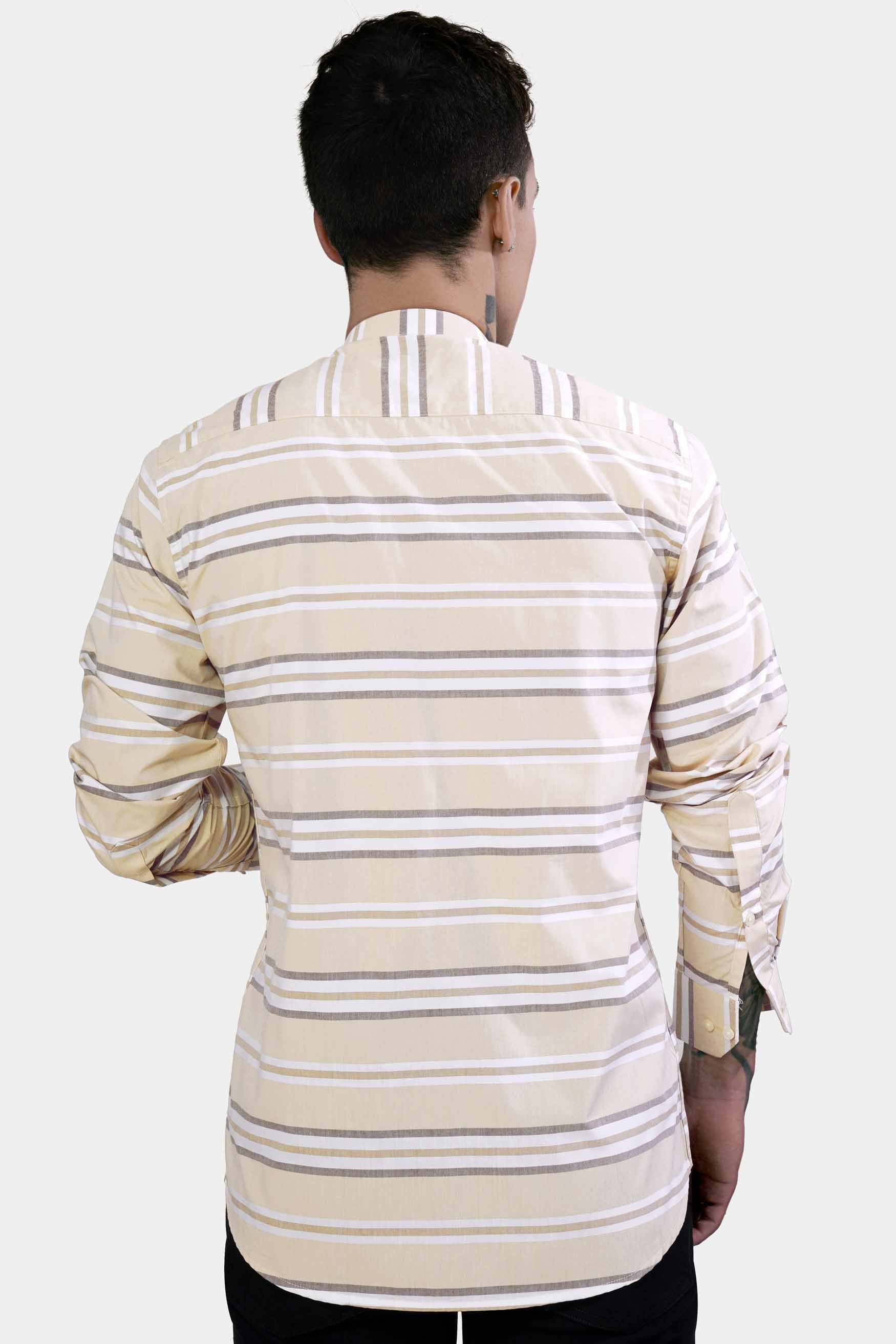 Zorba Brown and White Striped Royal Oxford Shirt