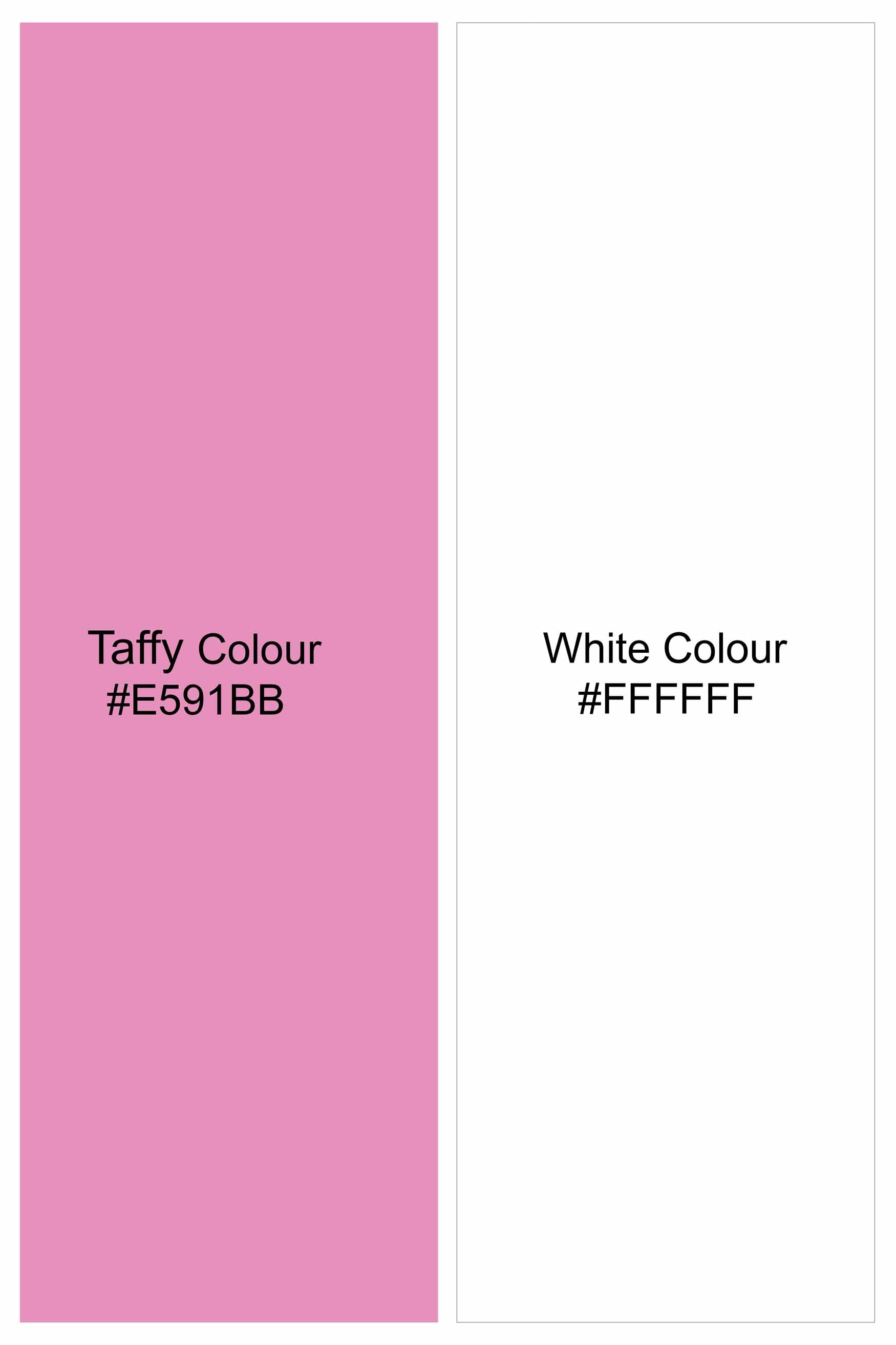 Taffy Pink and Bright White Striped Seersucker Giza Cotton Shirt