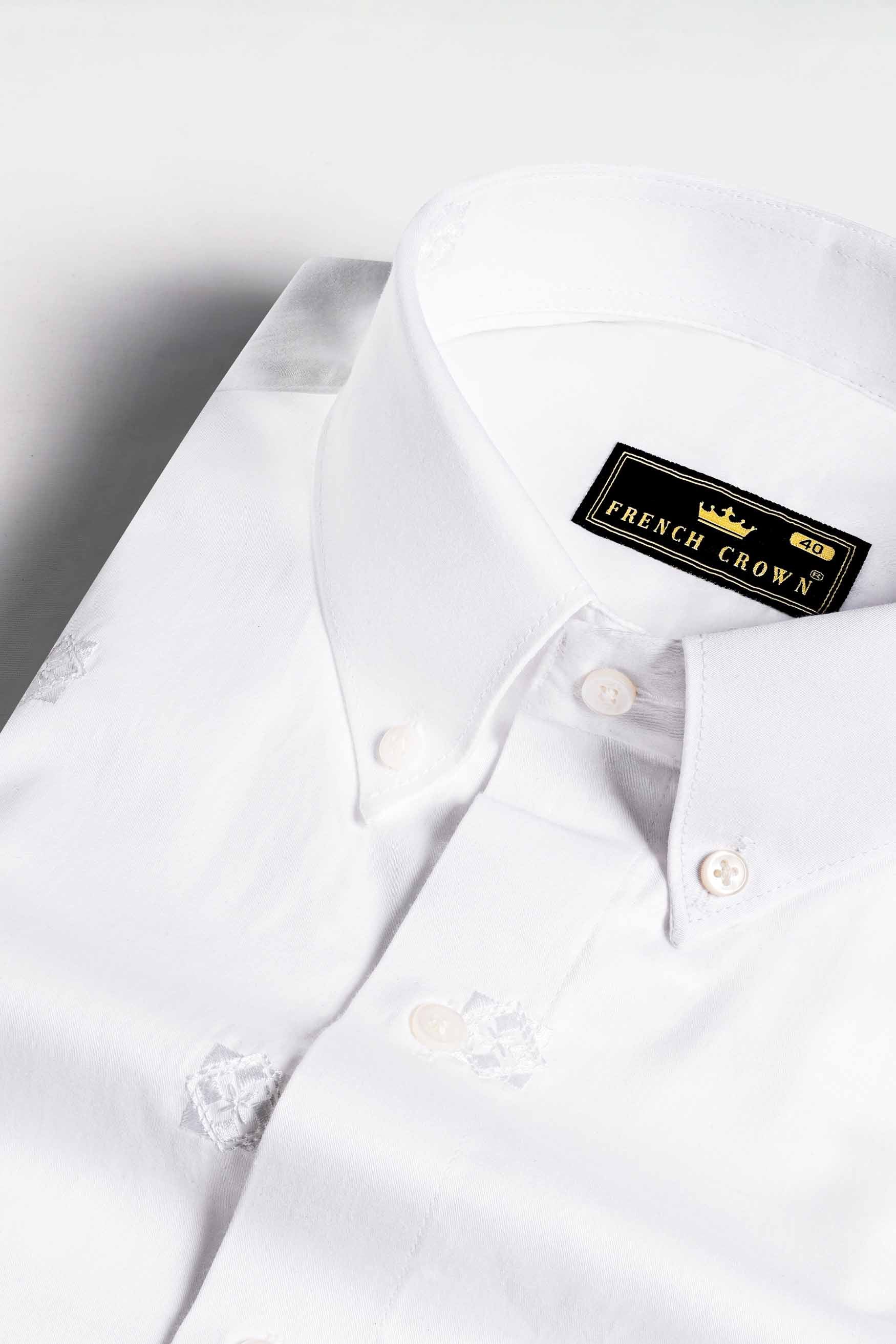 Bright White Subtle Sheen Super Soft Premium Cotton Shirt