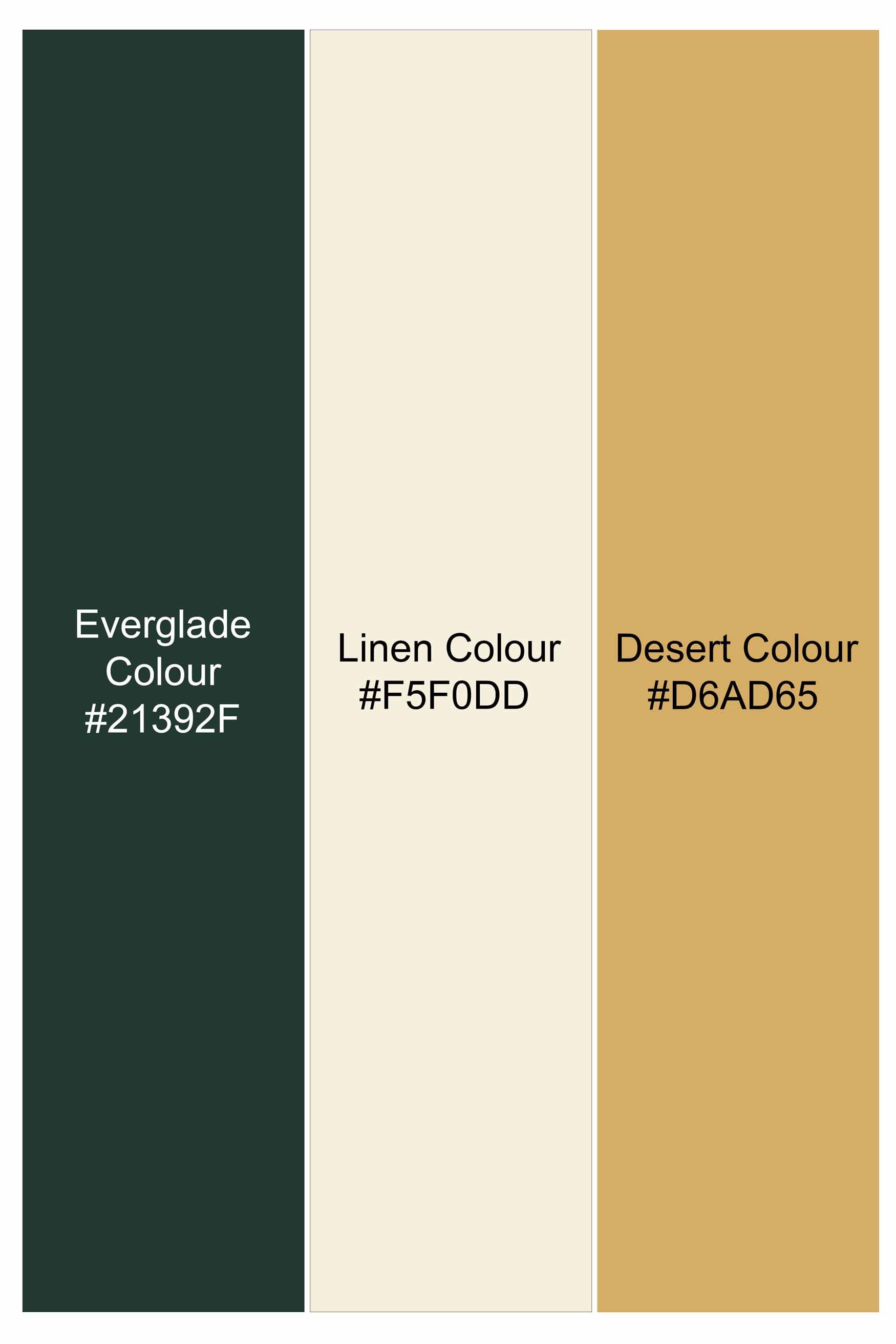 Everglade Green and Desert Brown Luxurious Linen Button Down Shirt