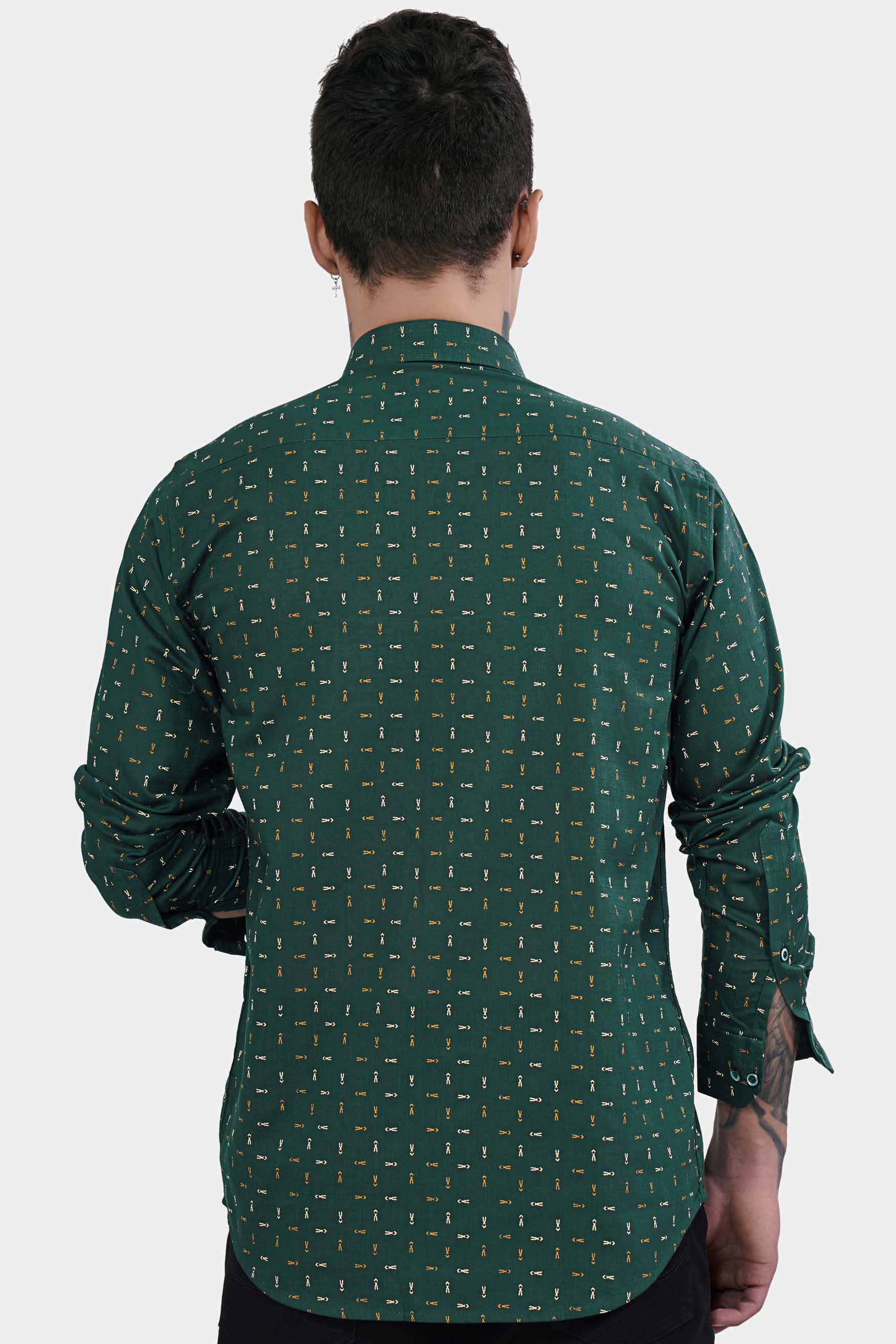 Everglade Green and Desert Brown Luxurious Linen Button Down Shirt