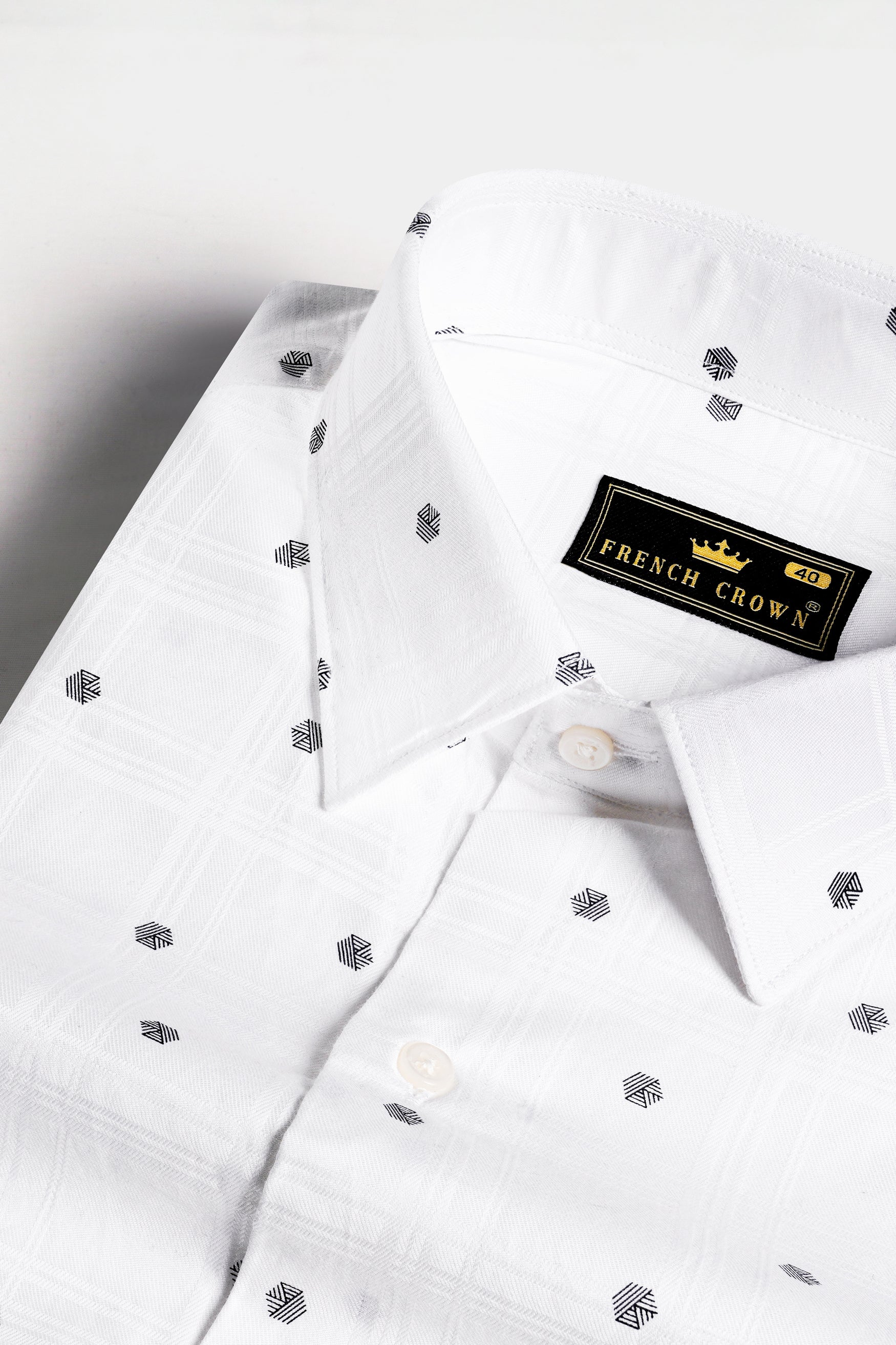 Bright White Dobby Textured Premium Giza Cotton Shirt