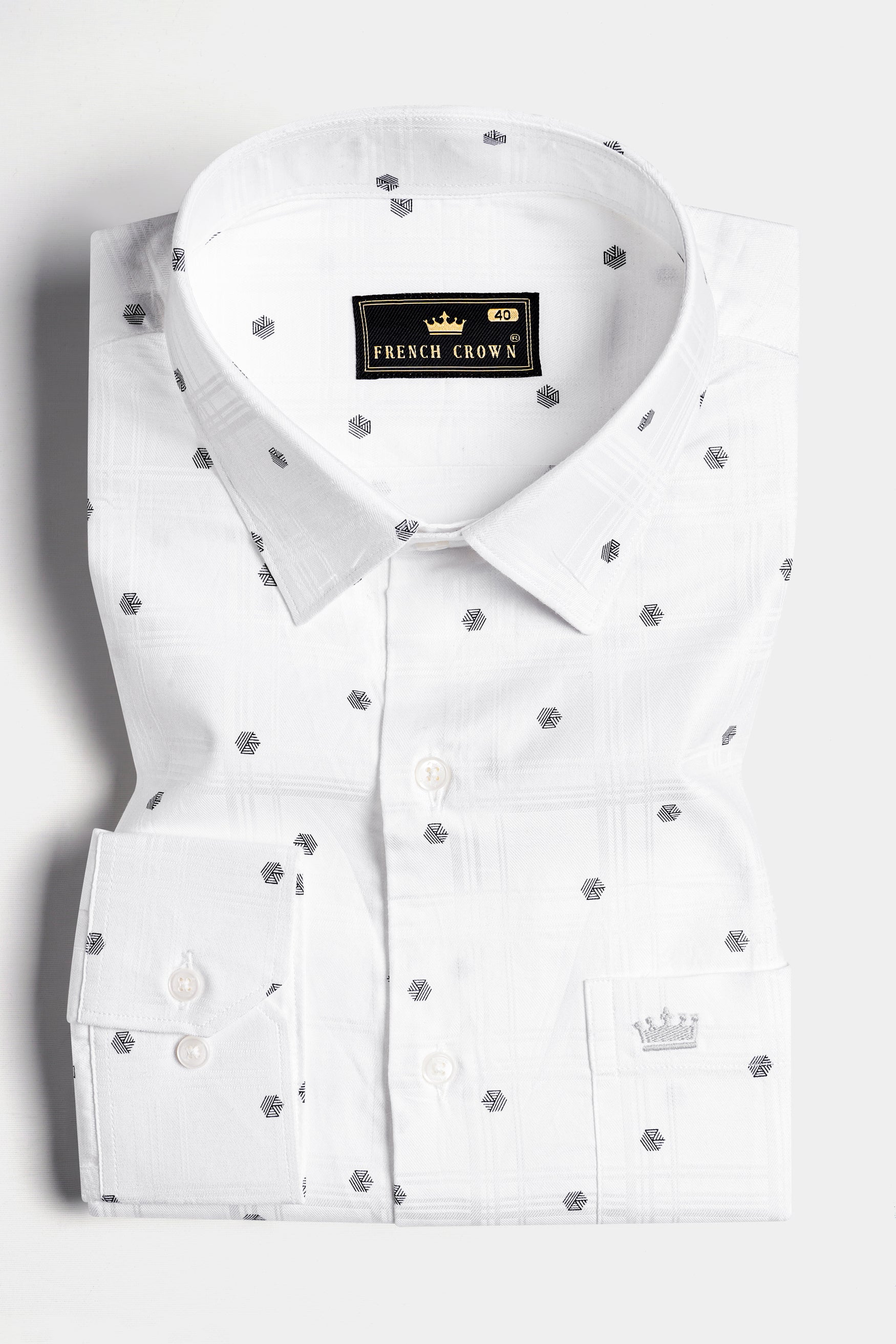 Bright White Dobby Textured Premium Giza Cotton Shirt
