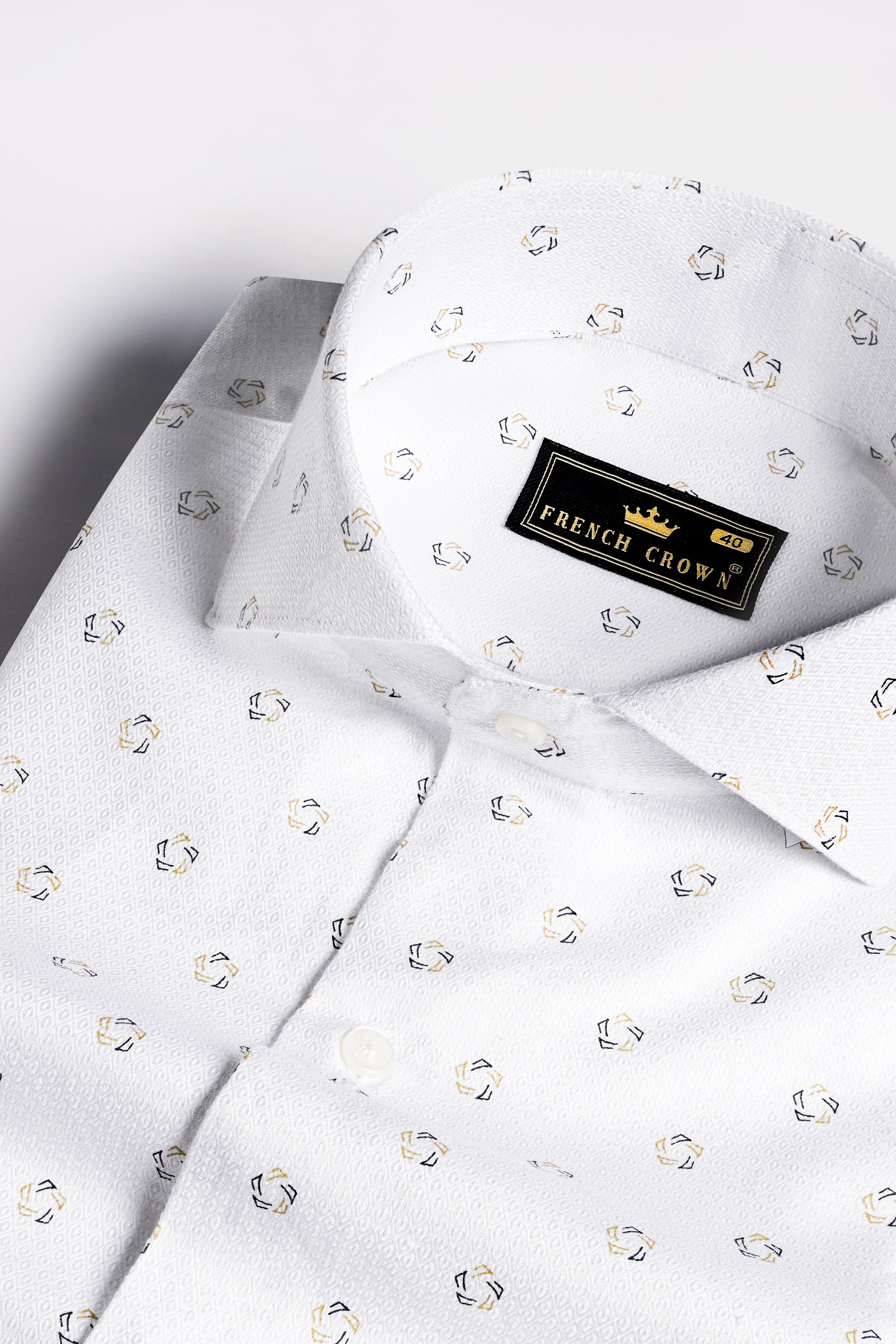 Bright White Dobby Textured Premium Giza Cotton Shirt